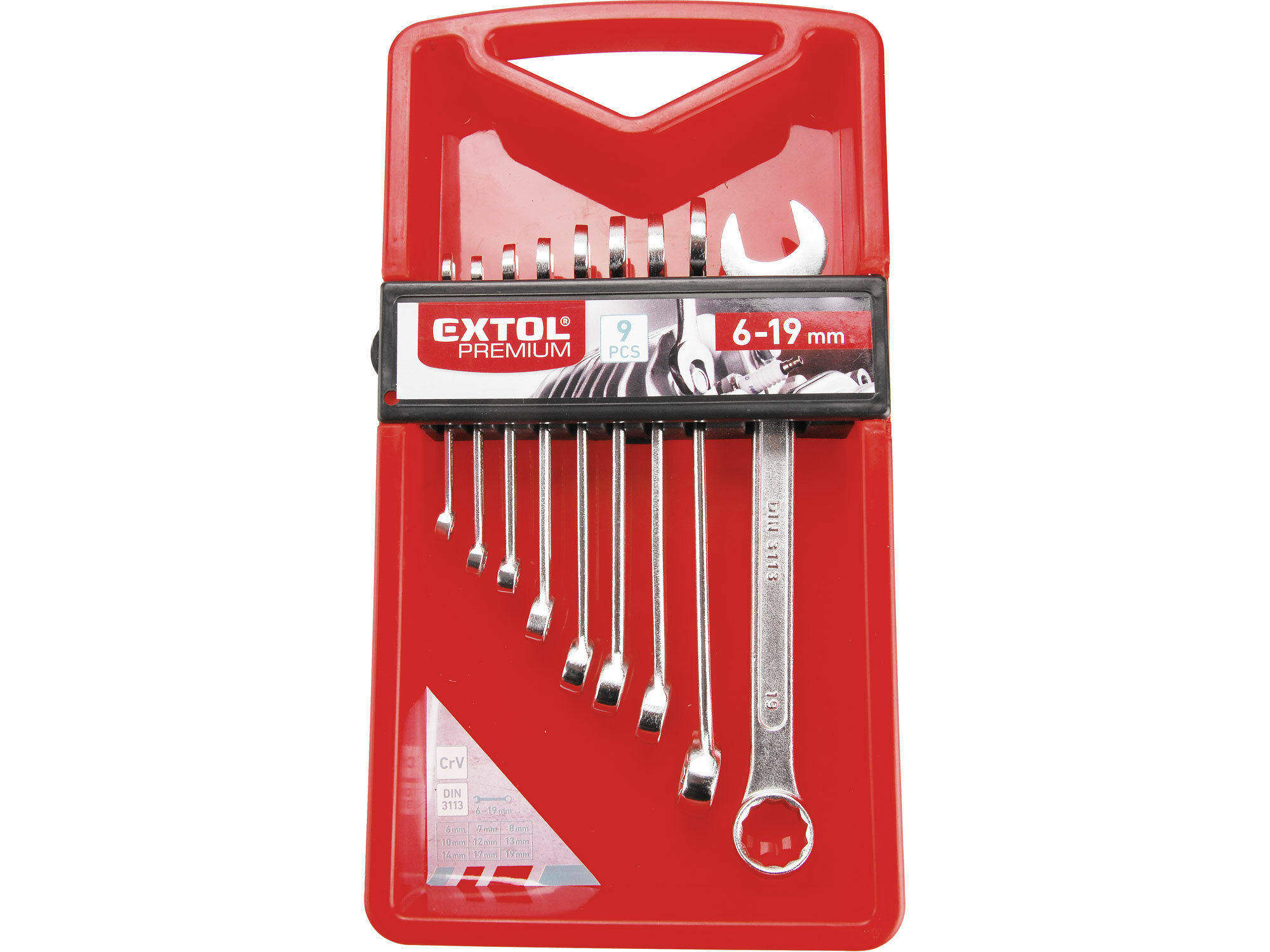 EXTOL PREMIUM 6352 Kľúče očko-vidlicové, 9-dielna