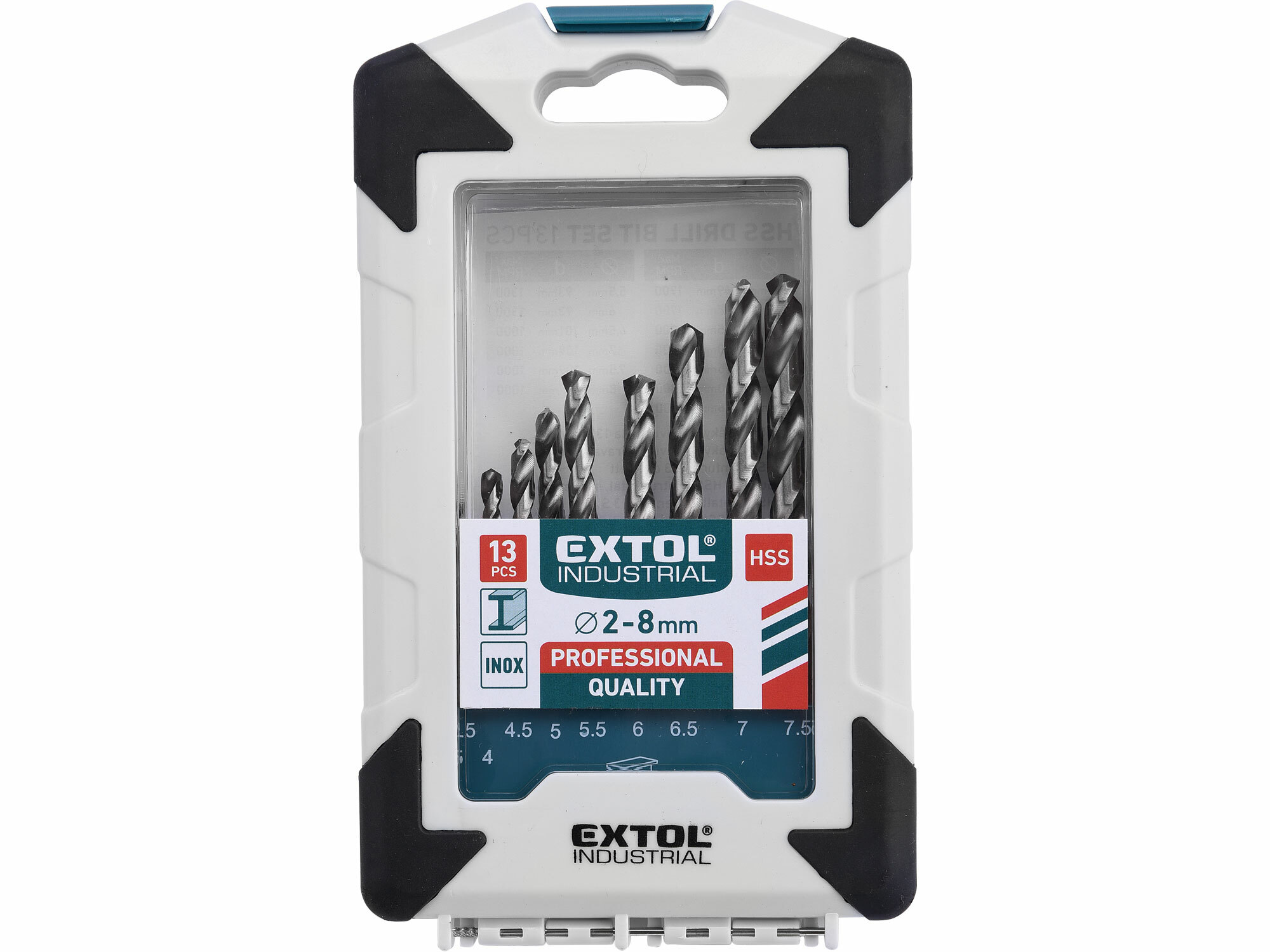 EXTOL INDUSTRIAL 8701118 Vrtáky do kovu HSS 9341/M2, 13-dielna sada, Ø2-8mm