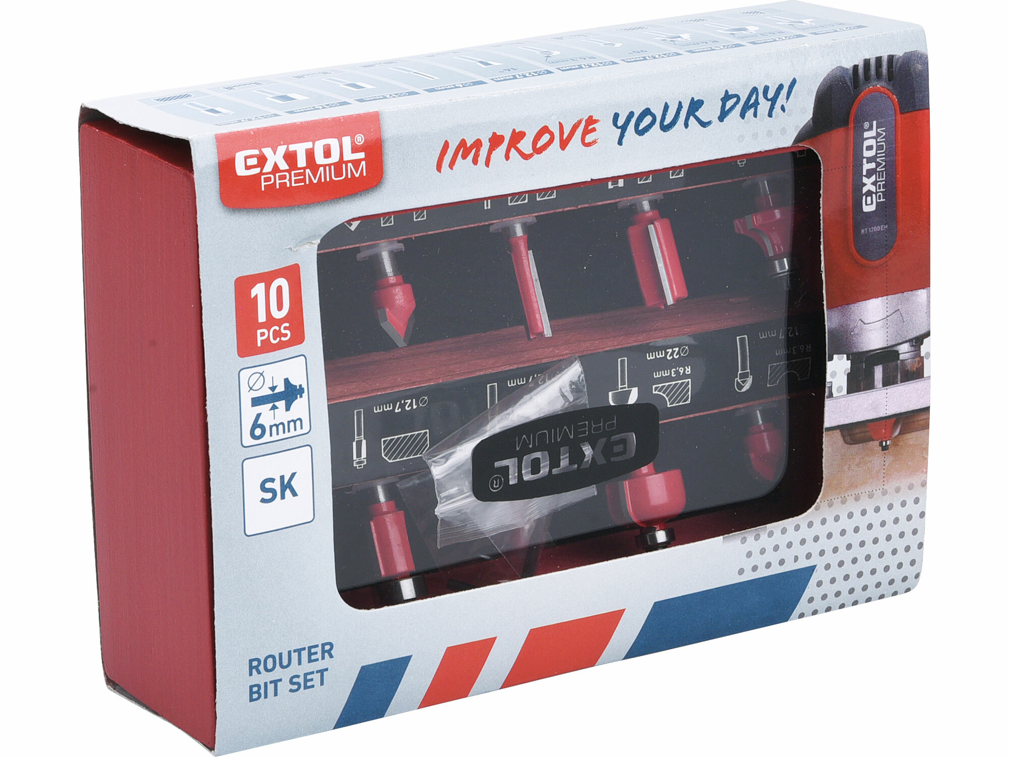 EXTOL PREMIUM 44041 Profilové frézy HSS s SK plátkami, 10-dielna sada