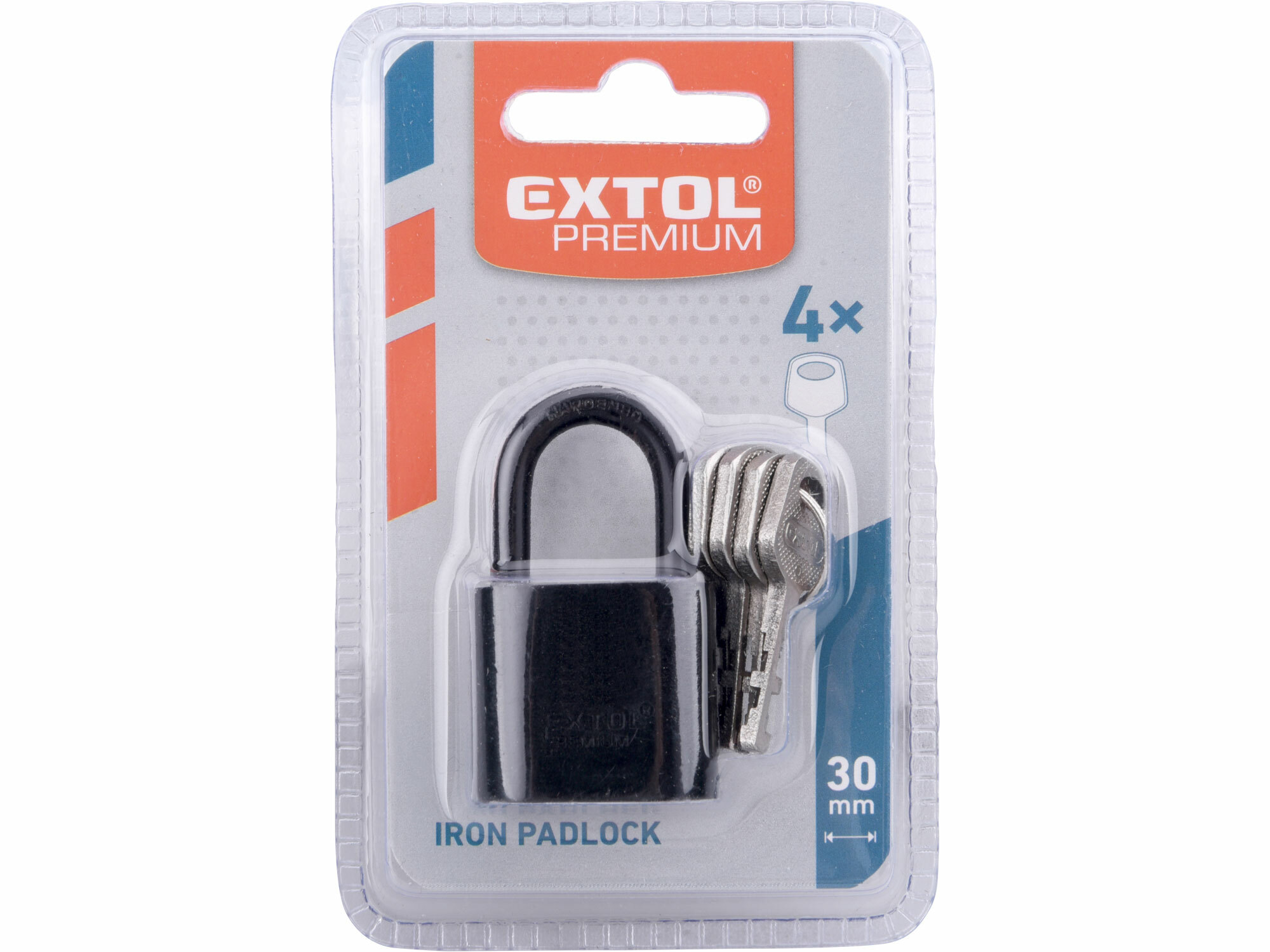 EXTOL PREMIUM 8857413 Zámok vysací 30mm, oceľový, tvrdené oko