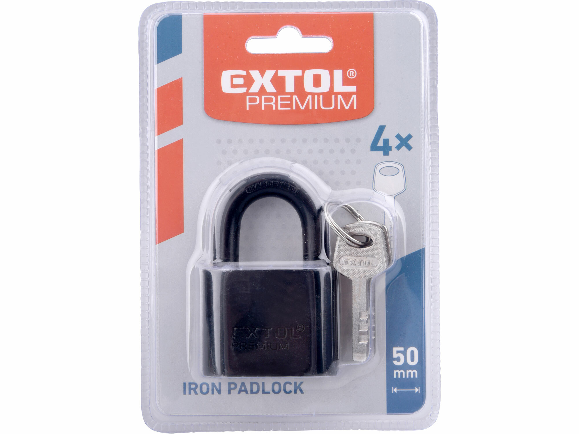 EXTOL PREMIUM 8857415 Zámok vysací 50mm, oceľový, tvrdené oko
