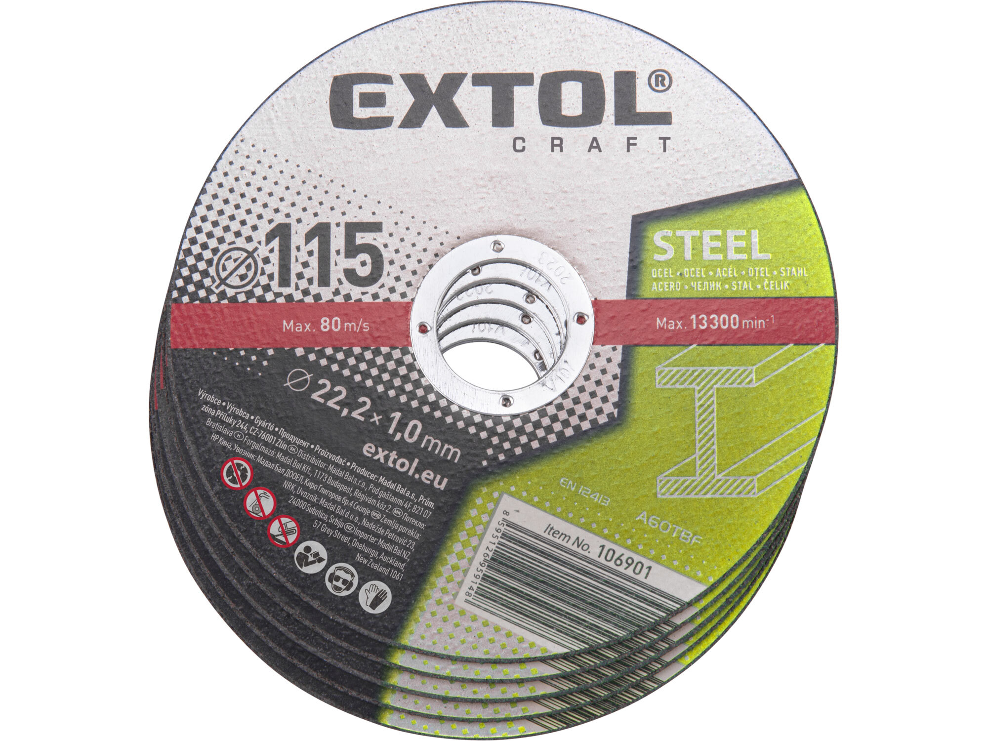 EXTOL CRAFT 106901 Kotúč rezný na kov 5ks, 115x1,0mm