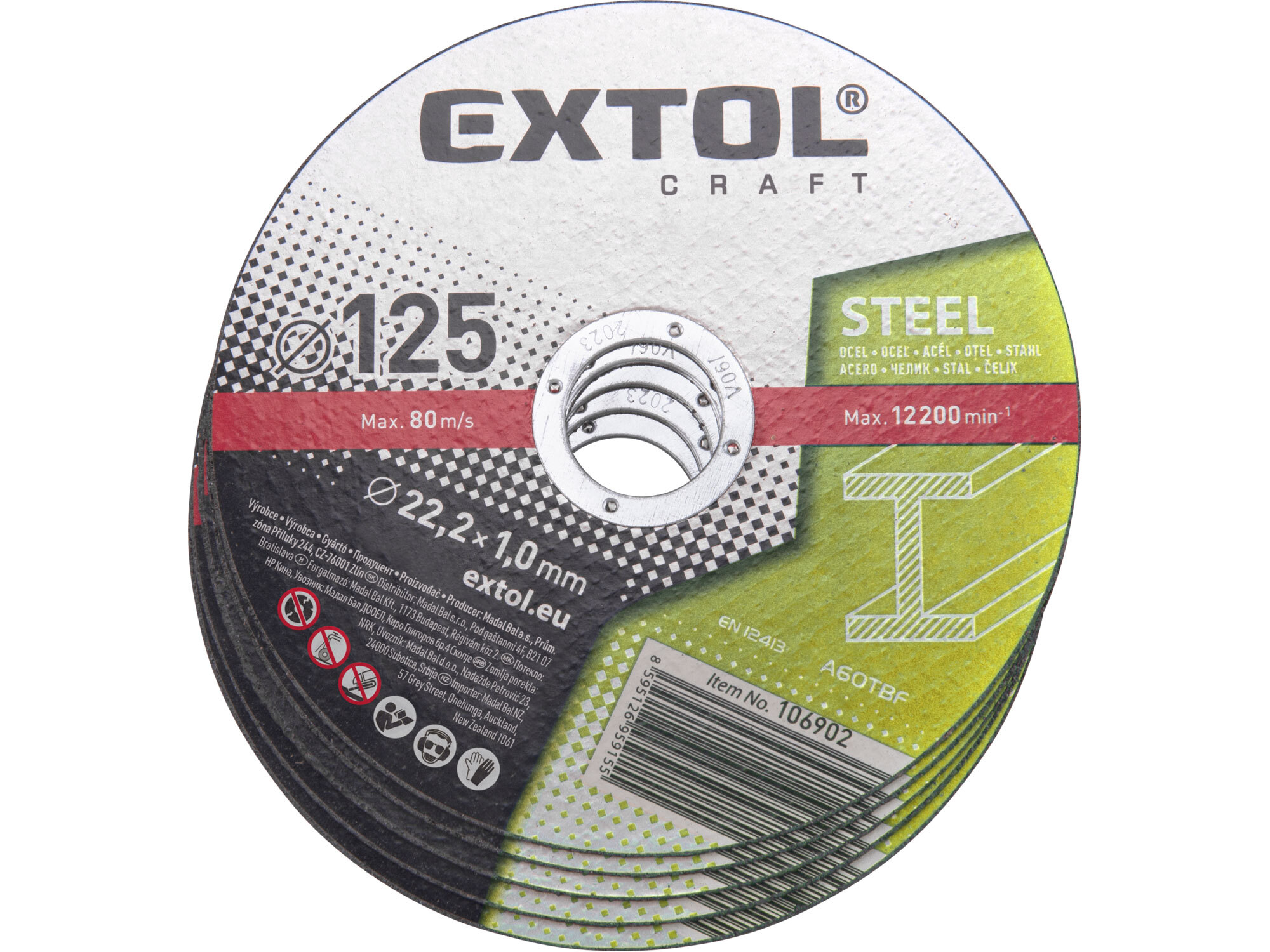 EXTOL CRAFT 106902 Kotúč rezný na kov 5ks, 125x1,0mm