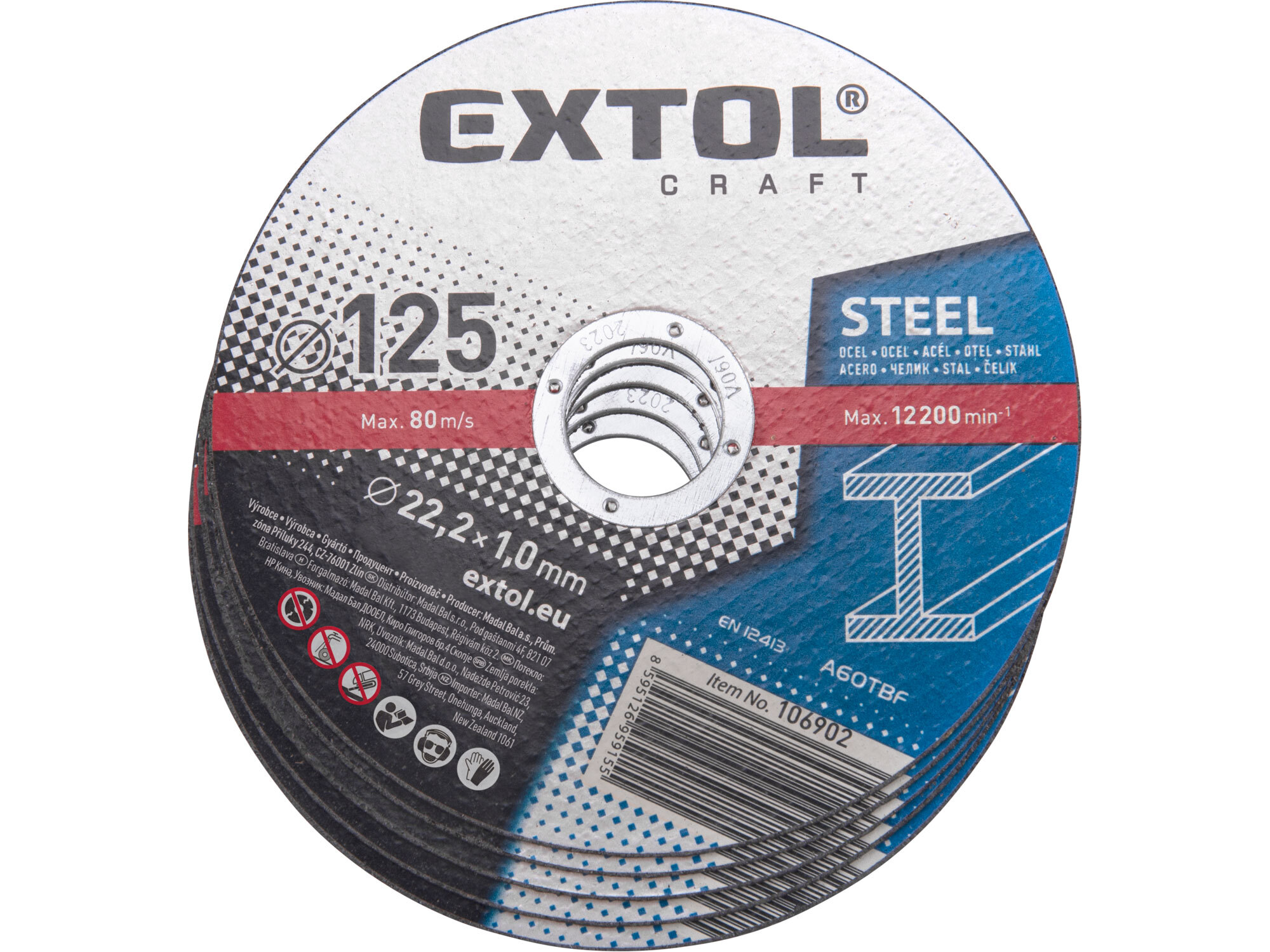 EXTOL CRAFT 106902 Kotúč rezný na kov 5ks, 125x1,0mm