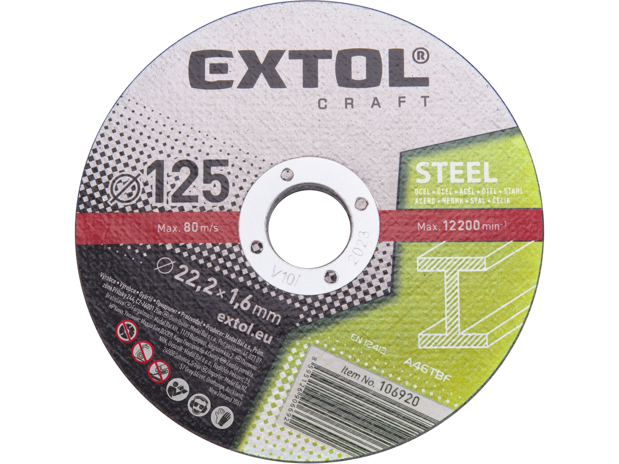 EXTOL CRAFT 106920 Kotúč rezný na kov 5ks, 125x1,6mm