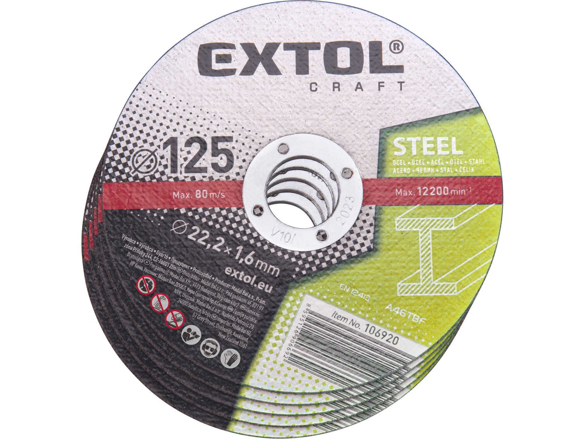 EXTOL CRAFT 106920 Kotúč rezný na kov 5ks, 125x1,6mm