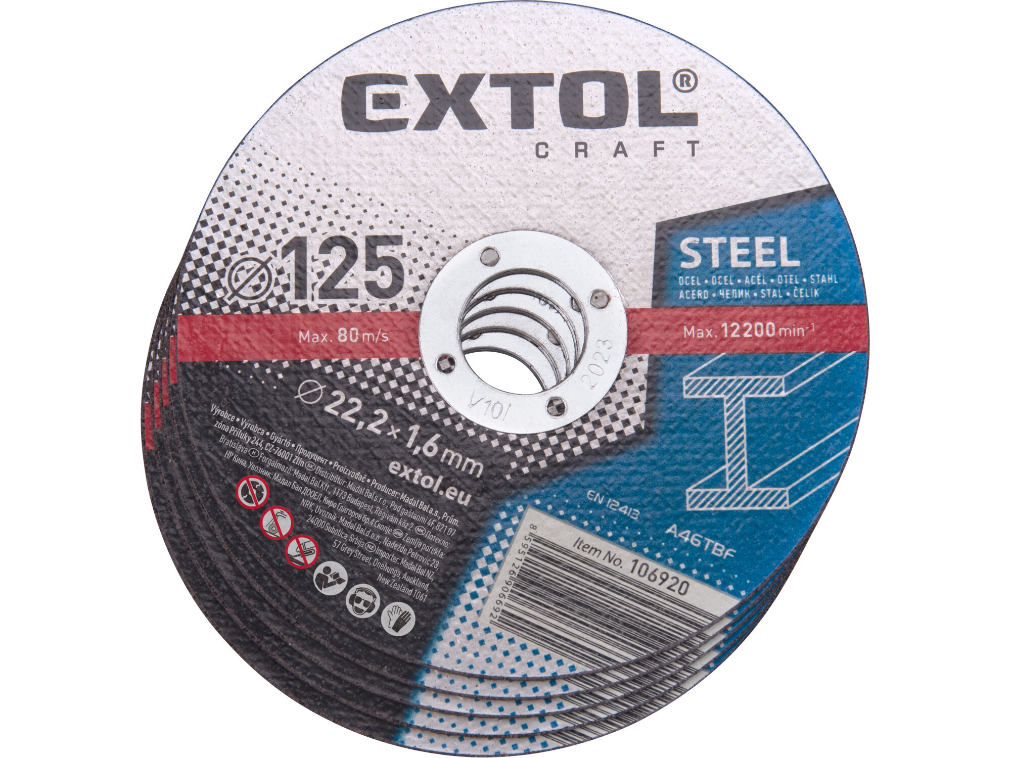 EXTOL CRAFT 106920 Kotúč rezný na kov 5ks, 125x1,6mm