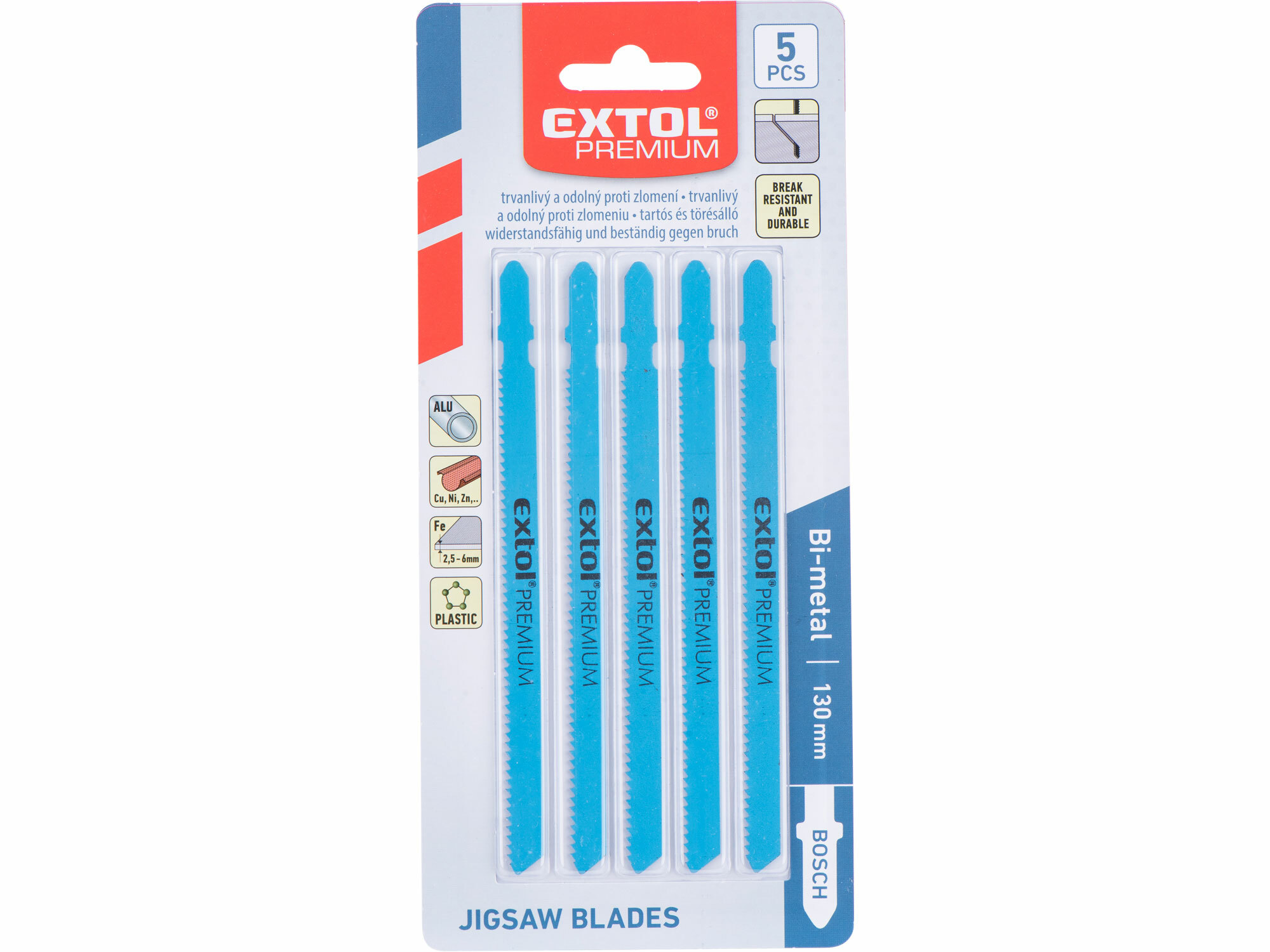EXTOL PREMIUM 8805205 List pílový do priamočiarej pílky 5ks, BiM 106mm, úchyt BOSCH