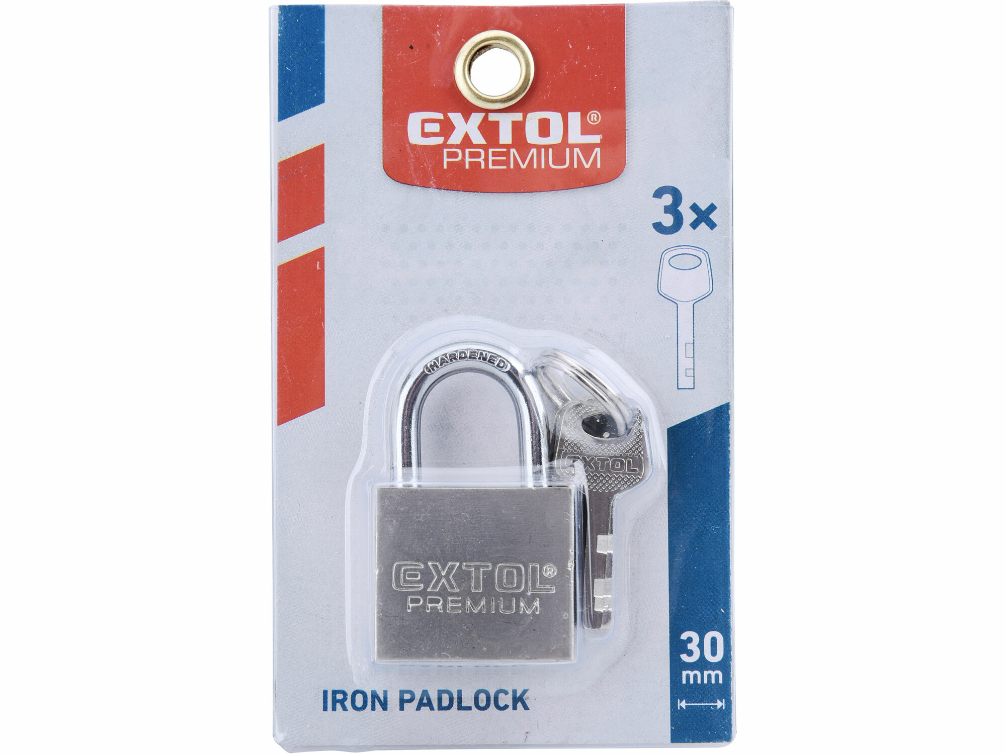 EXTOL PREMIUM 8857403 Zámok vysací 30mm, oceľový, poniklovaný