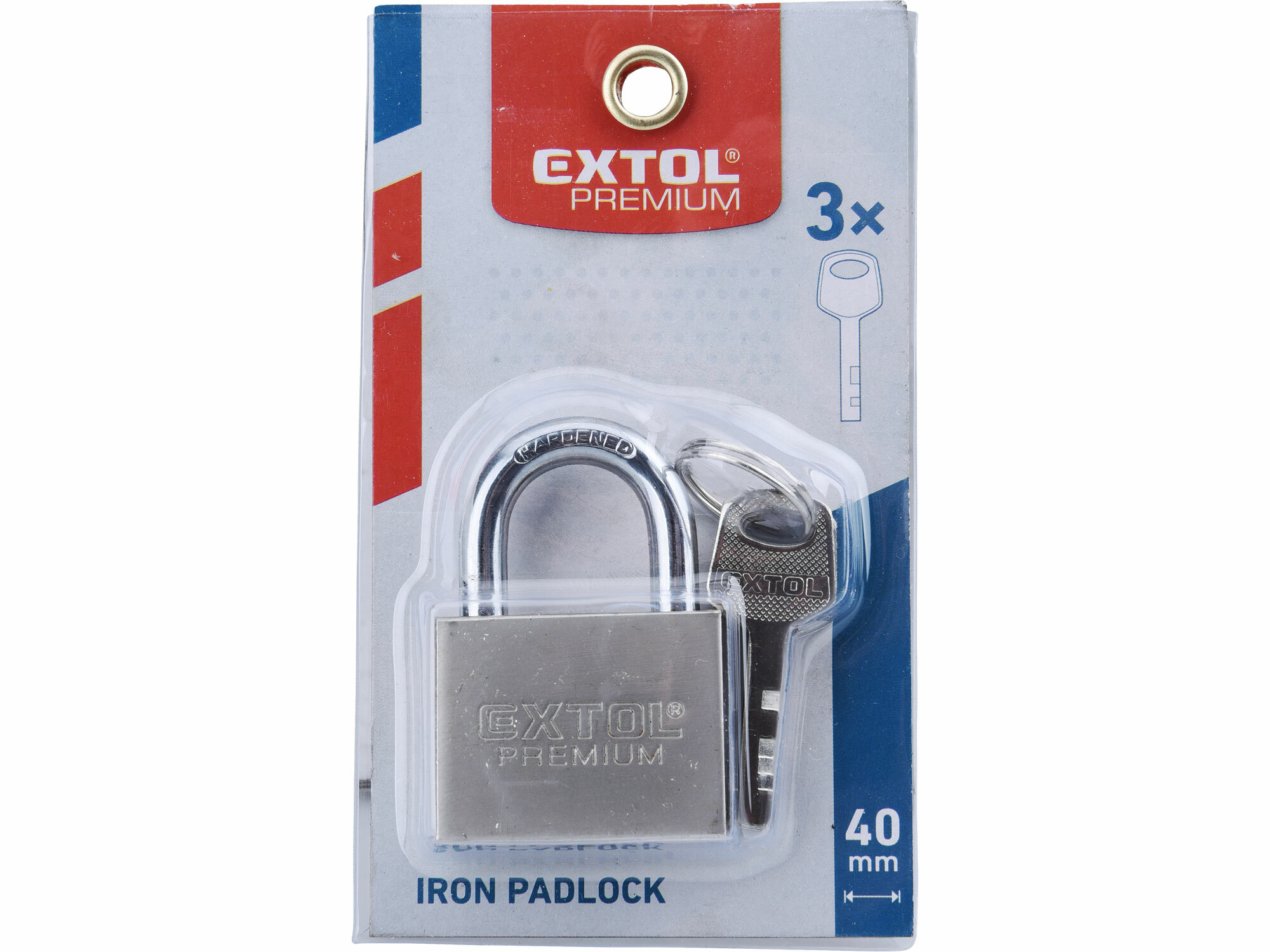 EXTOL PREMIUM 8857404 Zámok vysací 40mm, oceľový, poniklovaný