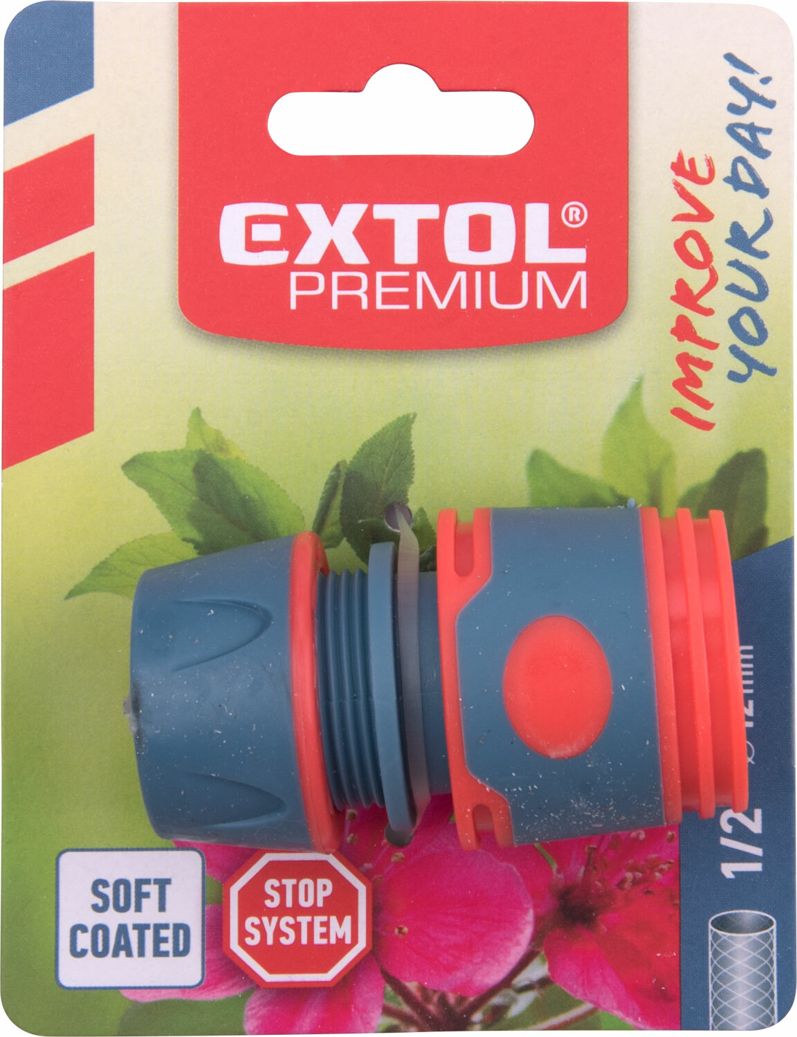 EXTOL PREMIUM 8876402 Rýchlospojka na hadicu plastová, 1/2'', STOP ventil