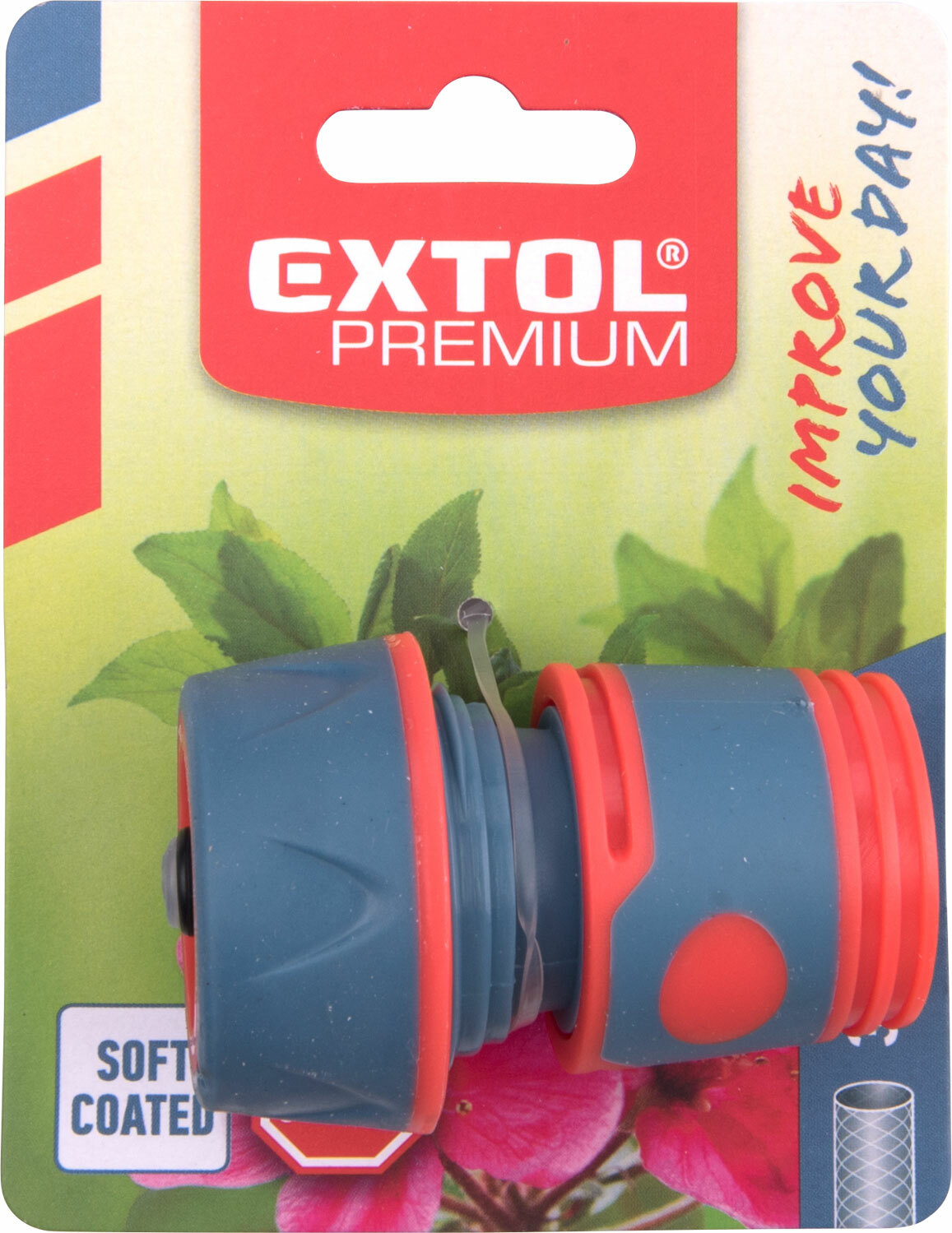 EXTOL PREMIUM 8876404 Rýchlospojka na hadicu plastová, 3/4'', STOP ventil
