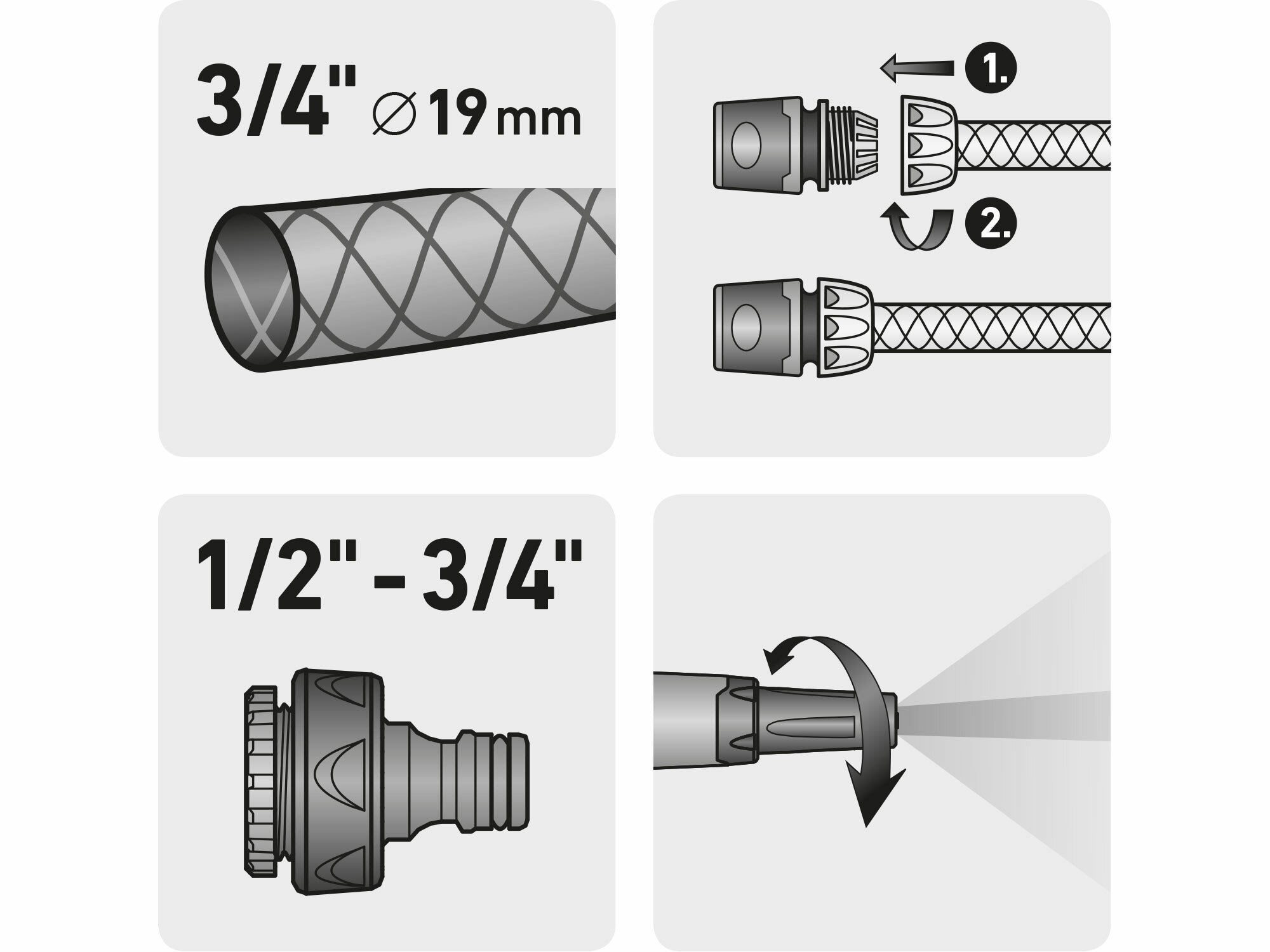 EXTOL PREMIUM 8876491 Postrekovač záhradný + rýchlospojky na hadicu plastové, 4-dielna sada, 3/4''