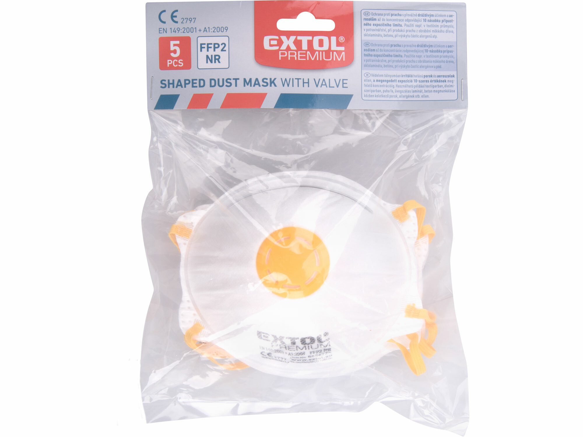 EXTOL PREMIUM 8856724 Respirátory FFP2 5ks, s výdychovým ventilom, tvarované