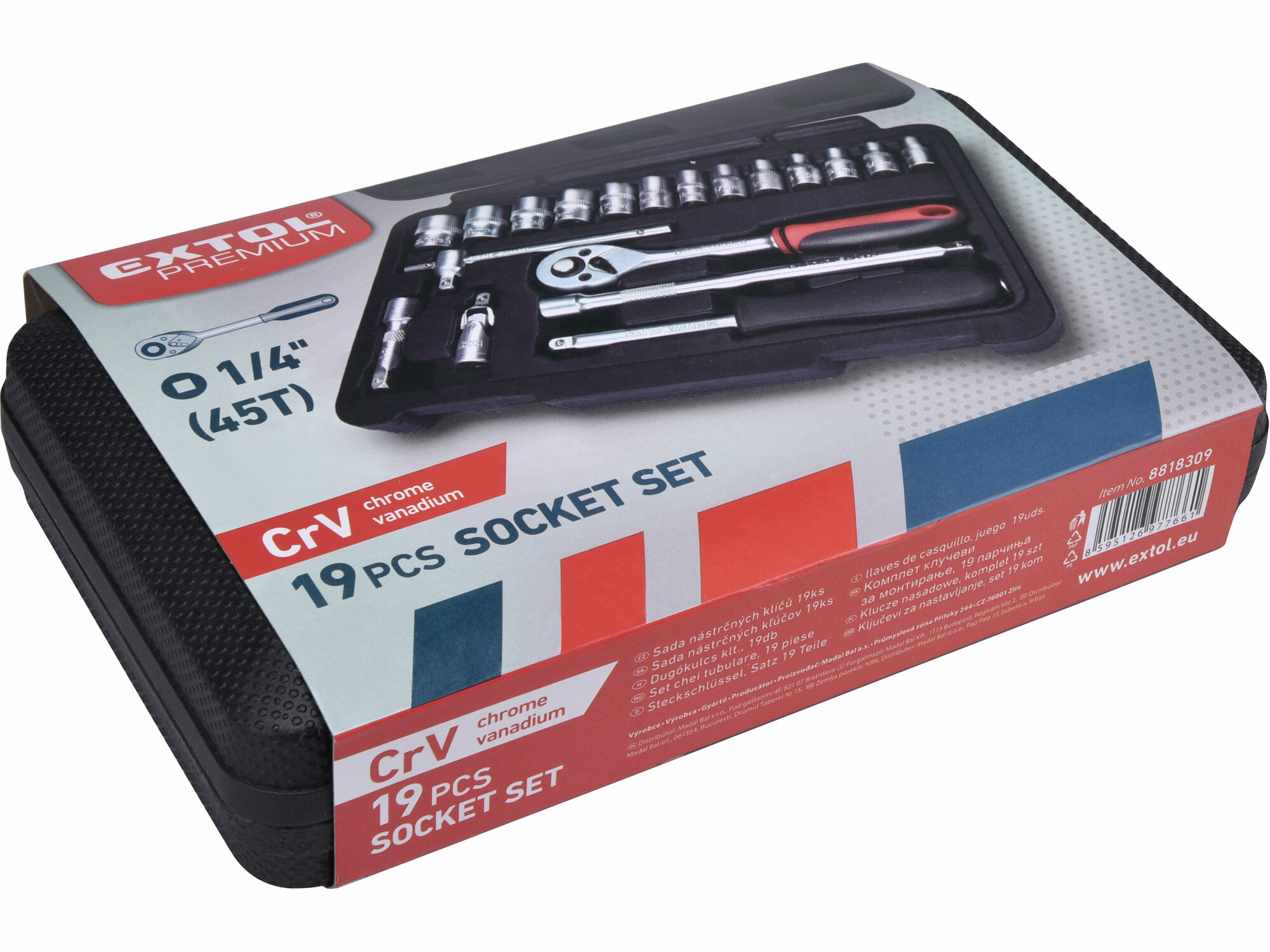 EXTOL PREMIUM 8818309 Sada nástrčných kľúčov, 1/4", 19ks