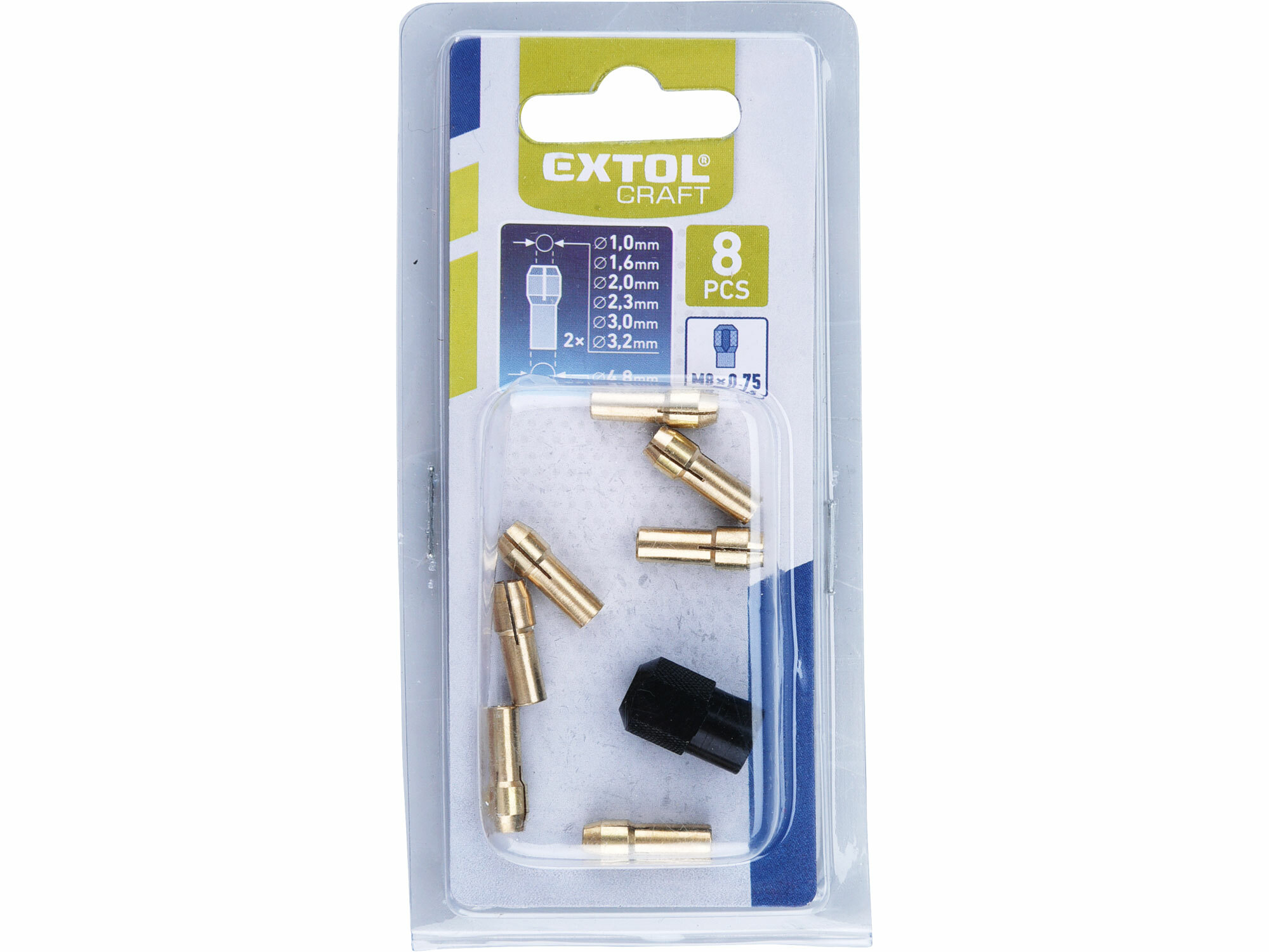 EXTOL CRAFT 404191 Skľučovadlá pre priame brúsky, sada 8ks, 1-1,6-2-2,3-3-2x3,2mm