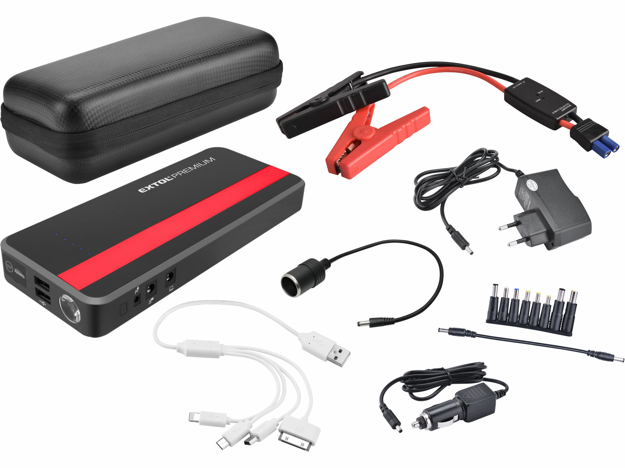 EXTOL PREMIUM 8897321 Štartovací zdroj s powerbankou, 18000mAh, 350A, max.700A