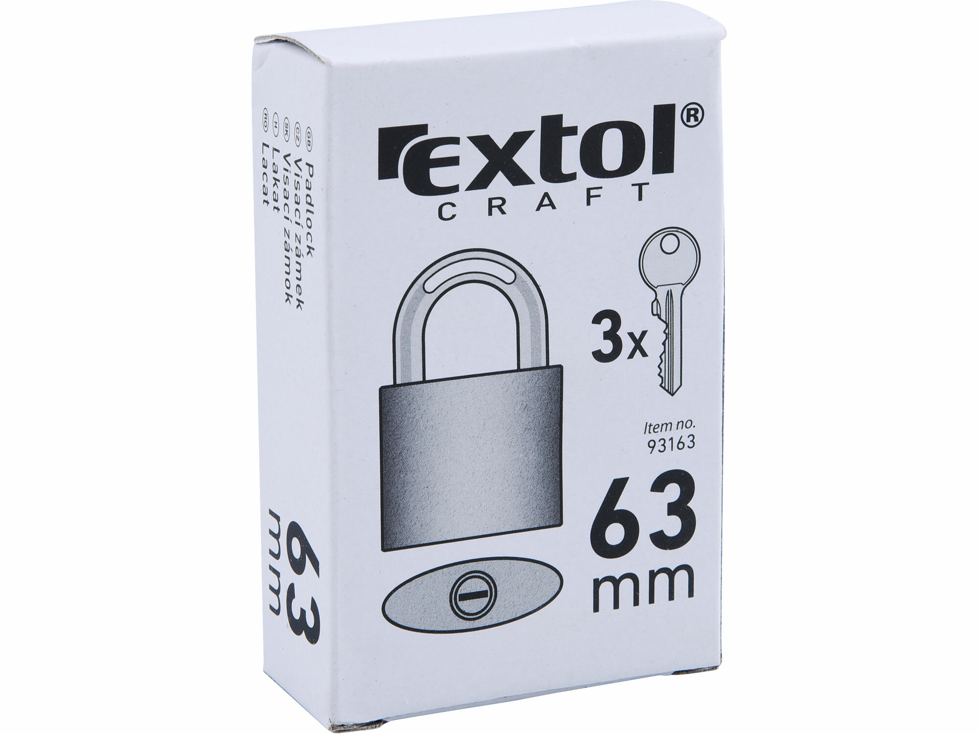 EXTOL CRAFT 93163 Zámok visací liatinový modrý, 3 kľúče, 63mm