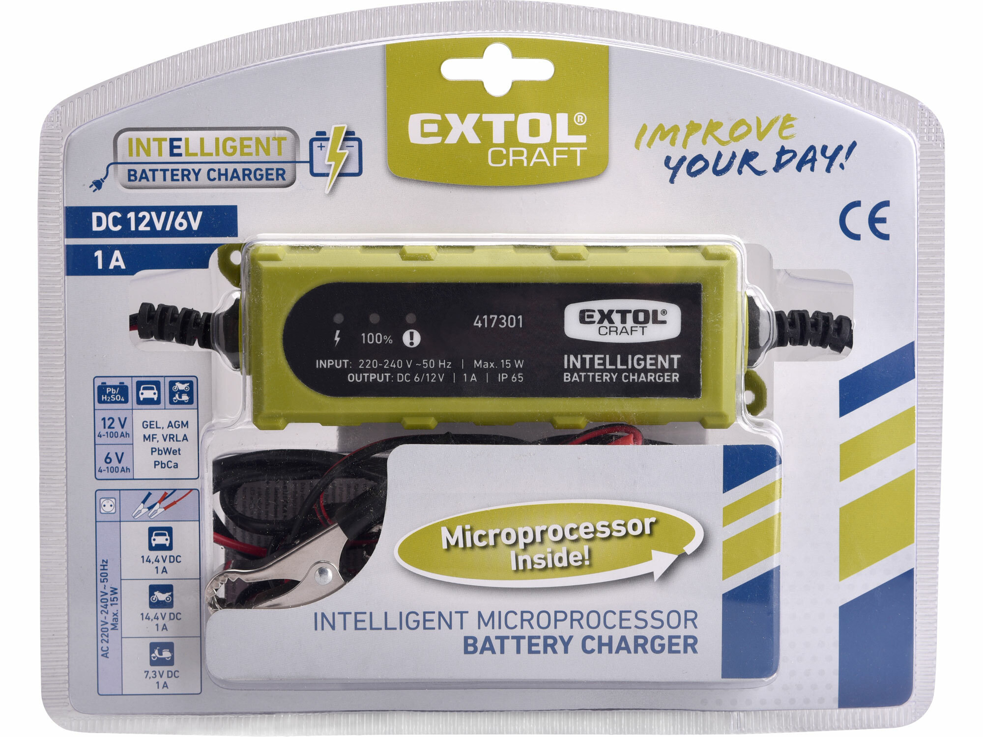 EXTOL CRAFT 417301 Autonabíjačka udržiavacia inteligentná, 6/12V, 1A, IP65