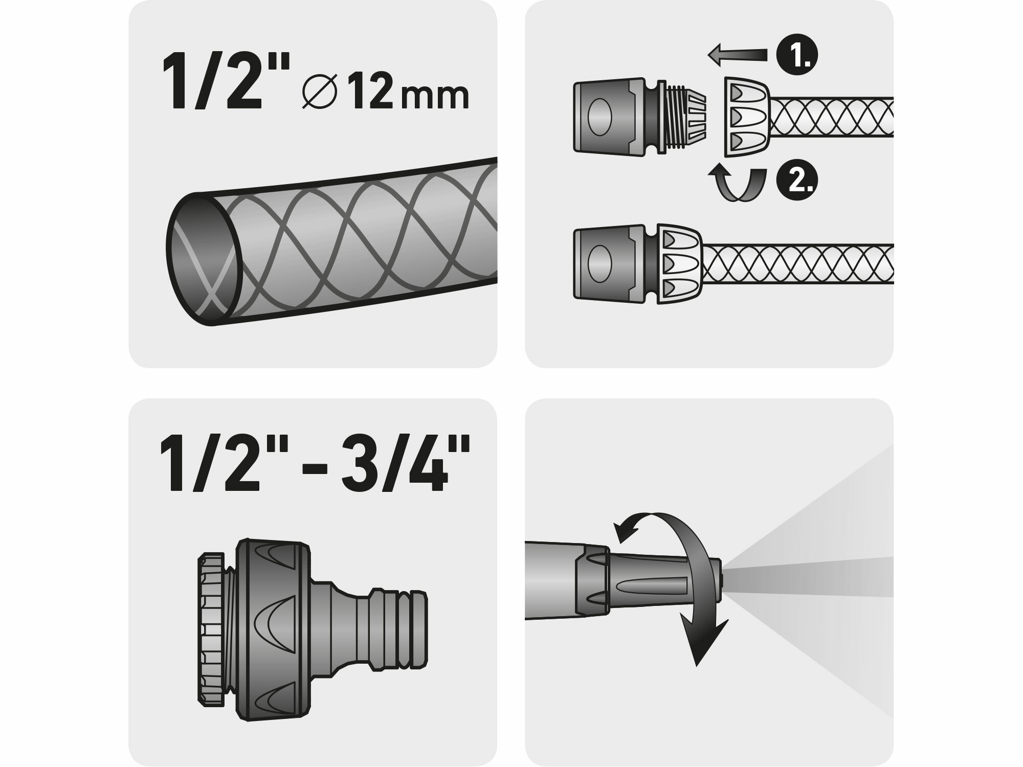 EXTOL PREMIUM 8876490 Postrekovač záhradný + rýchlospojky na hadicu plastové, 4-dielna sada, 1/2''