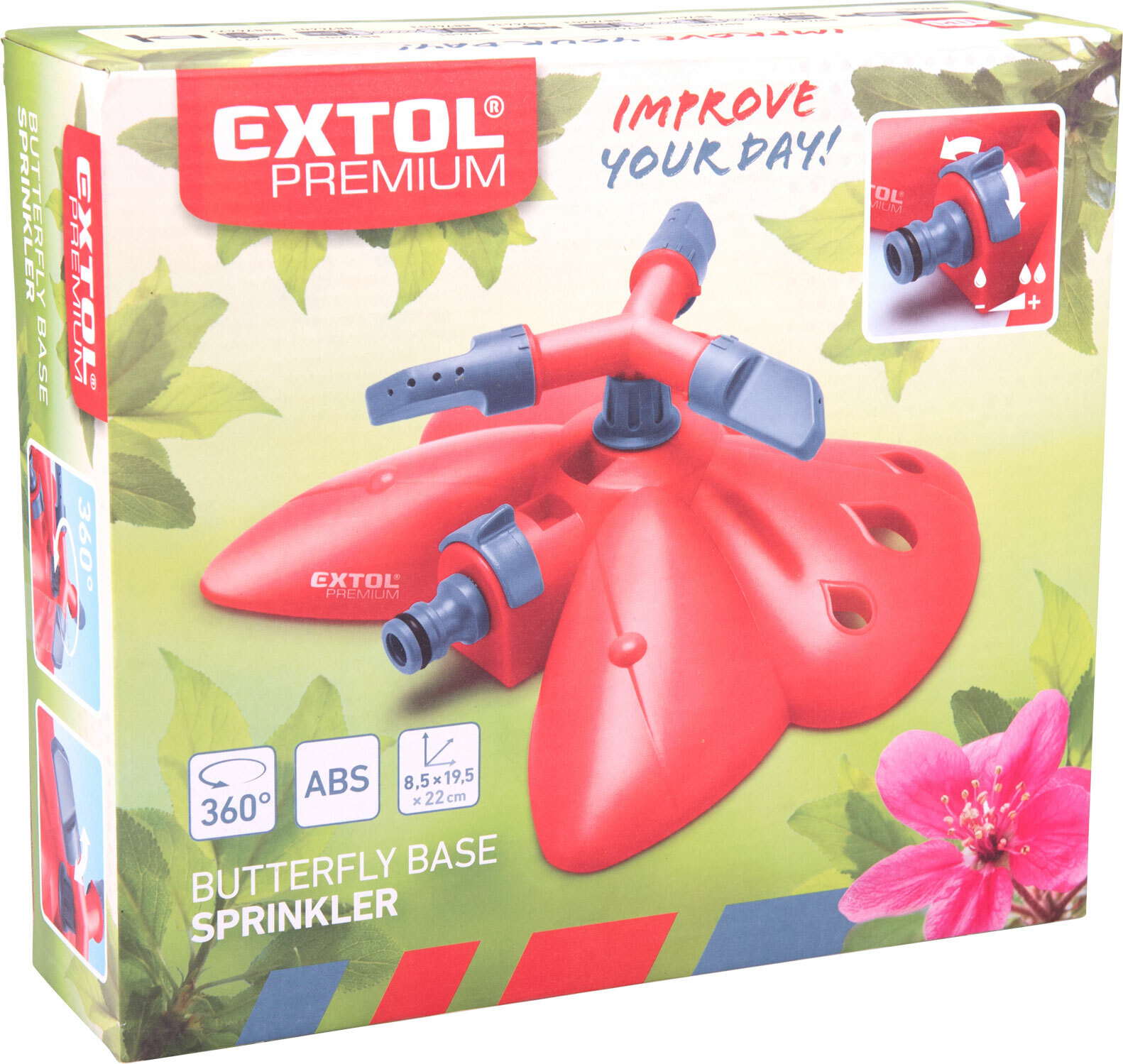 EXTOL PREMIUM 8876466 Zavlažovač záhradný plastový, 3-ramenný, tvar "motýľ"