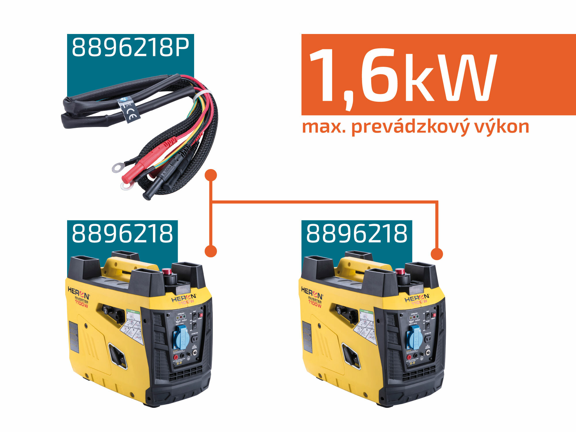 HERON 8896218 Elektrocentrála invertorová tichá 1F, 1,1kW