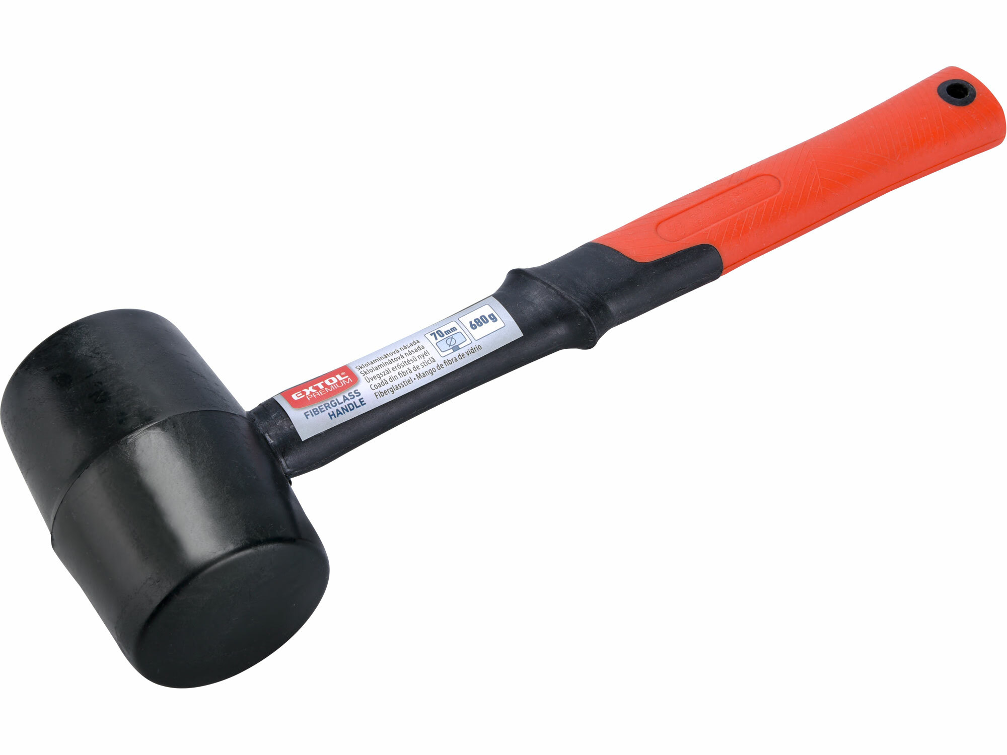 EXTOL PREMIUM 8811104 Kladivo gumené čierne sklolaminátová násada, Ø70mm, 680g