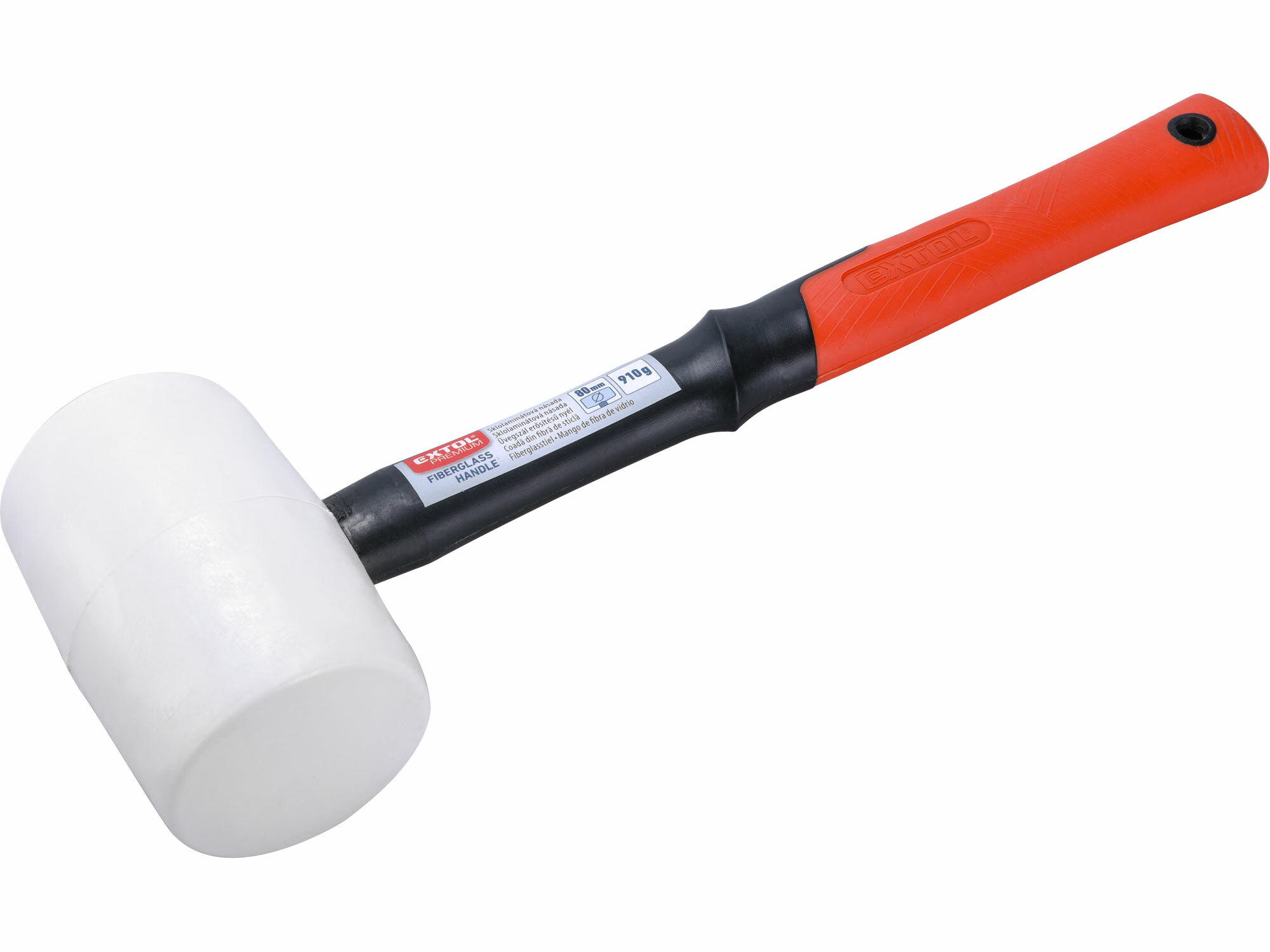EXTOL PREMIUM 8811115 Kladivo gumené biele sklolaminátová násada, Ø80mm, 910g
