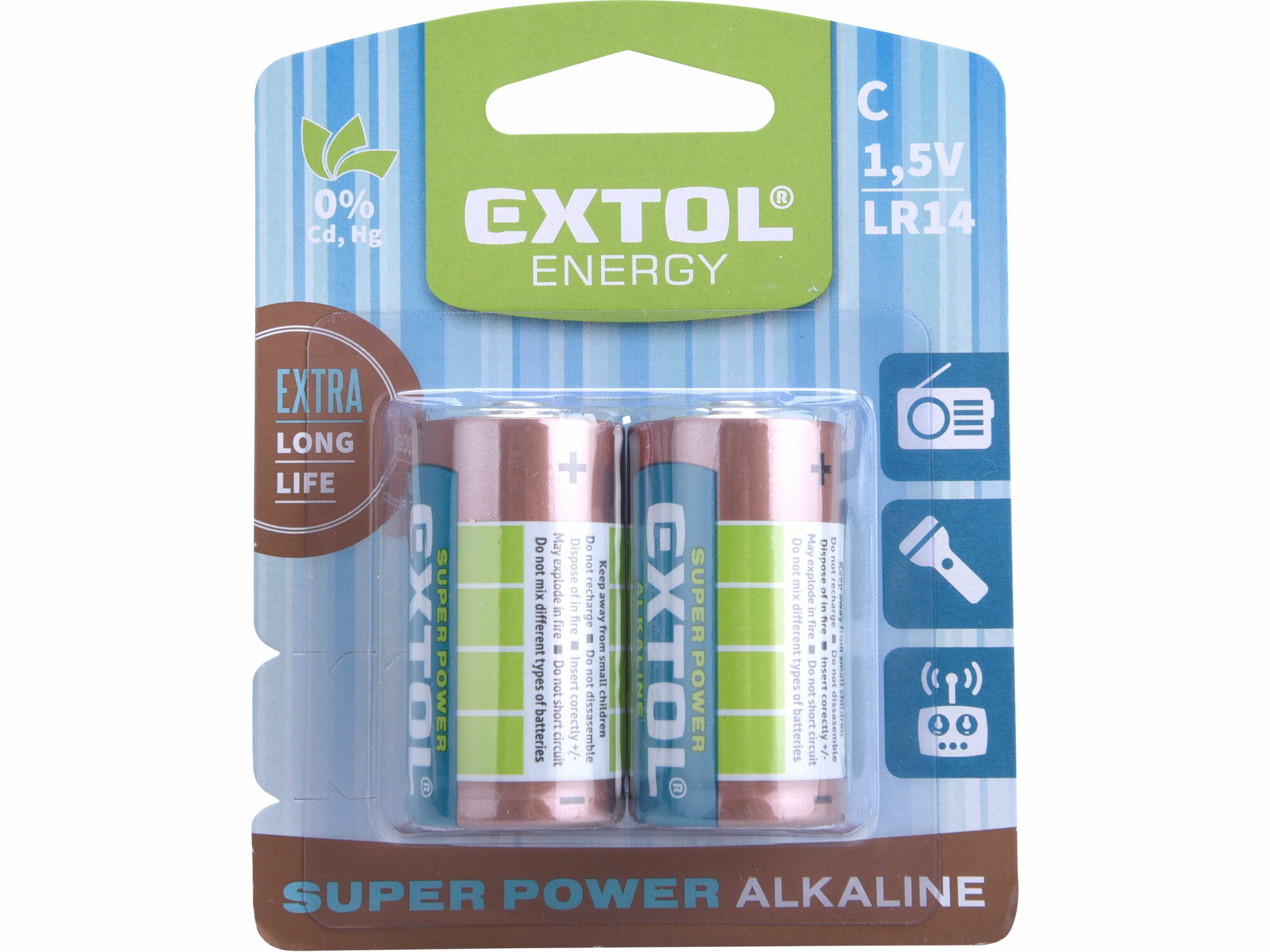 EXTOL ENERGY 42014 Batéria alkalická 2ks, 1,5V, typ C