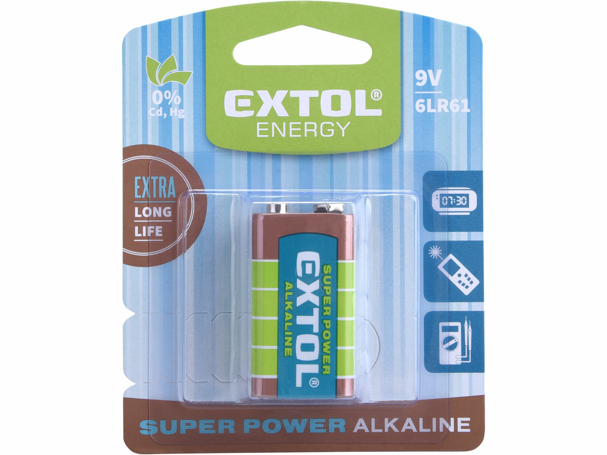 EXTOL ENERGY 42016 Batéria alkalická, 9V, typ 6LR61