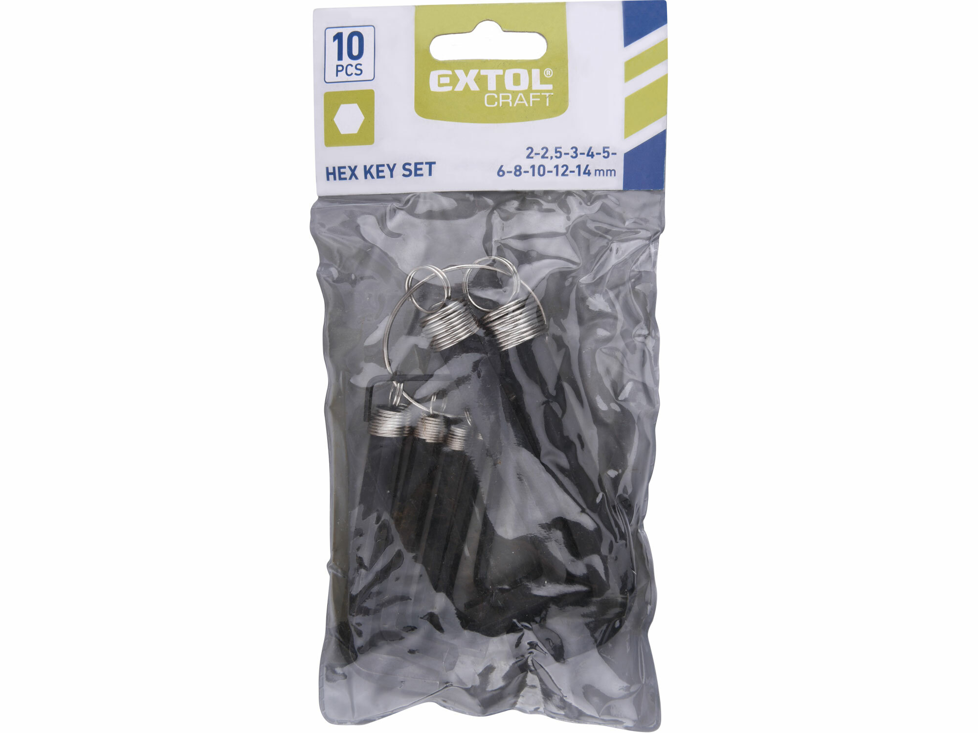 EXTOL CRAFT 6612 Kľúče imbusové, 10-dielna sada, 2-14mm