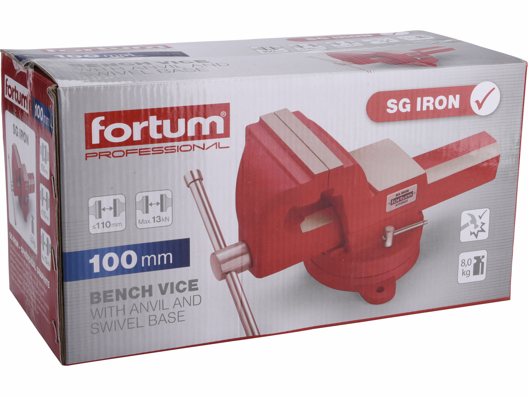 FORTUM 4752622 Zverák otočný 100mm s kovadlinou