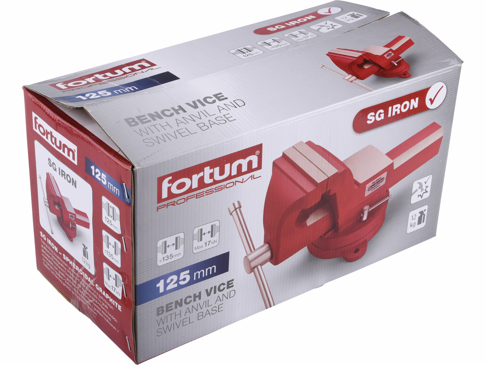 FORTUM 4752623 Zverák otočný 125mm s kovadlinou
