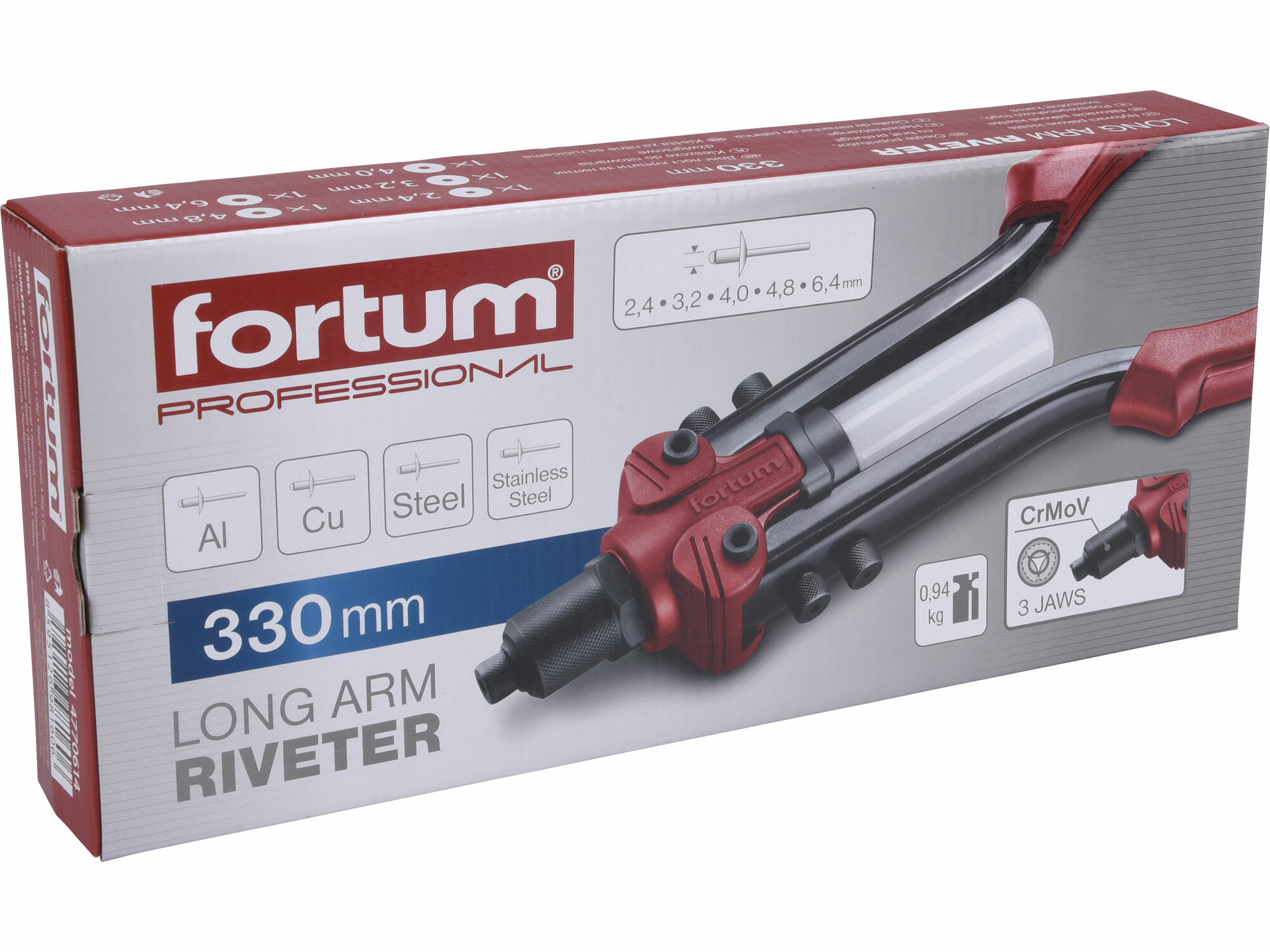 FORTUM 4770614 Kliešte nitovacie pákové, 330mm, Ø 2,4-6,4mm