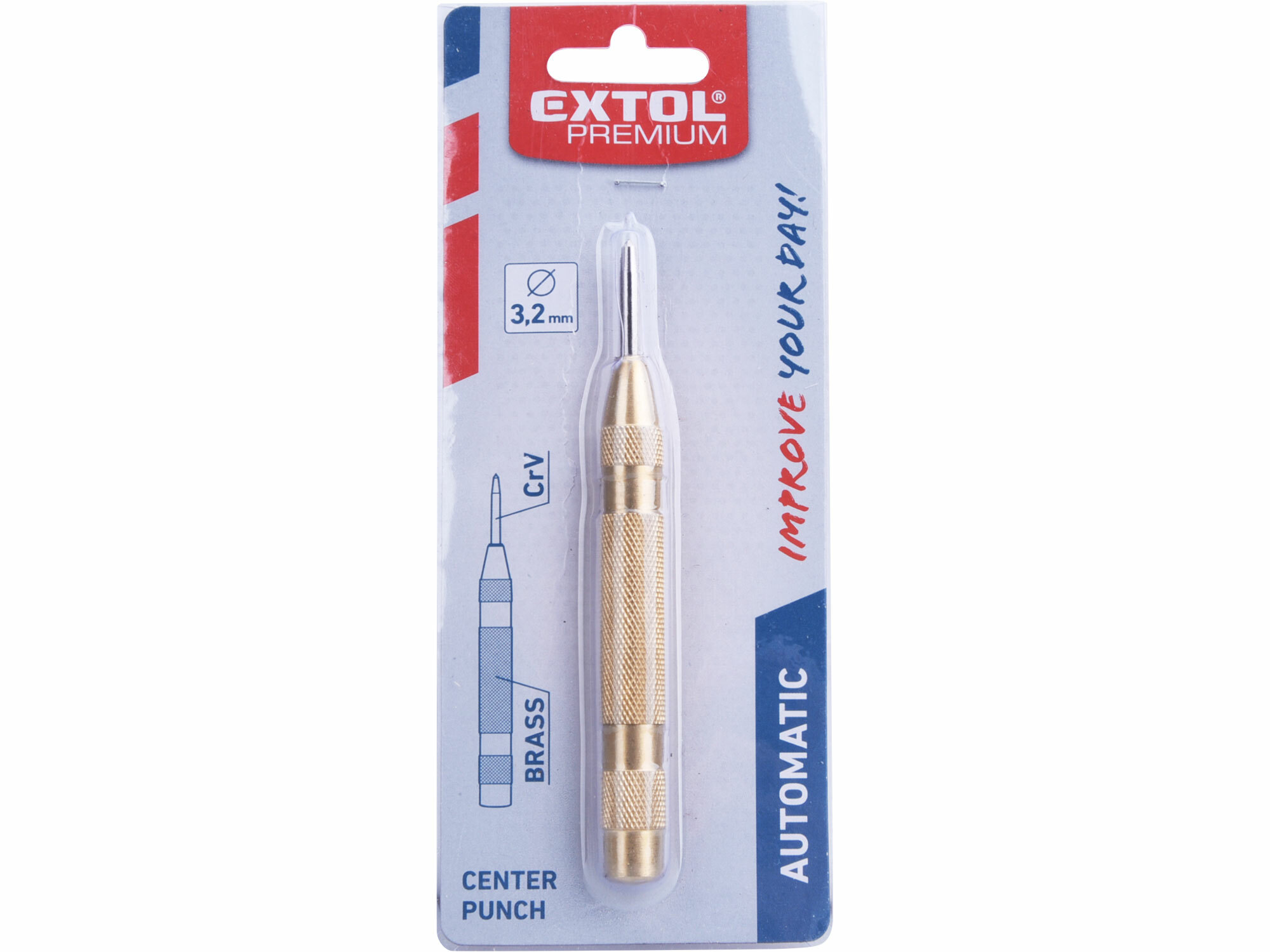EXTOL PREMIUM 8801811 Jamkár automatický s pružinou, priemer hrotu 3,2mm