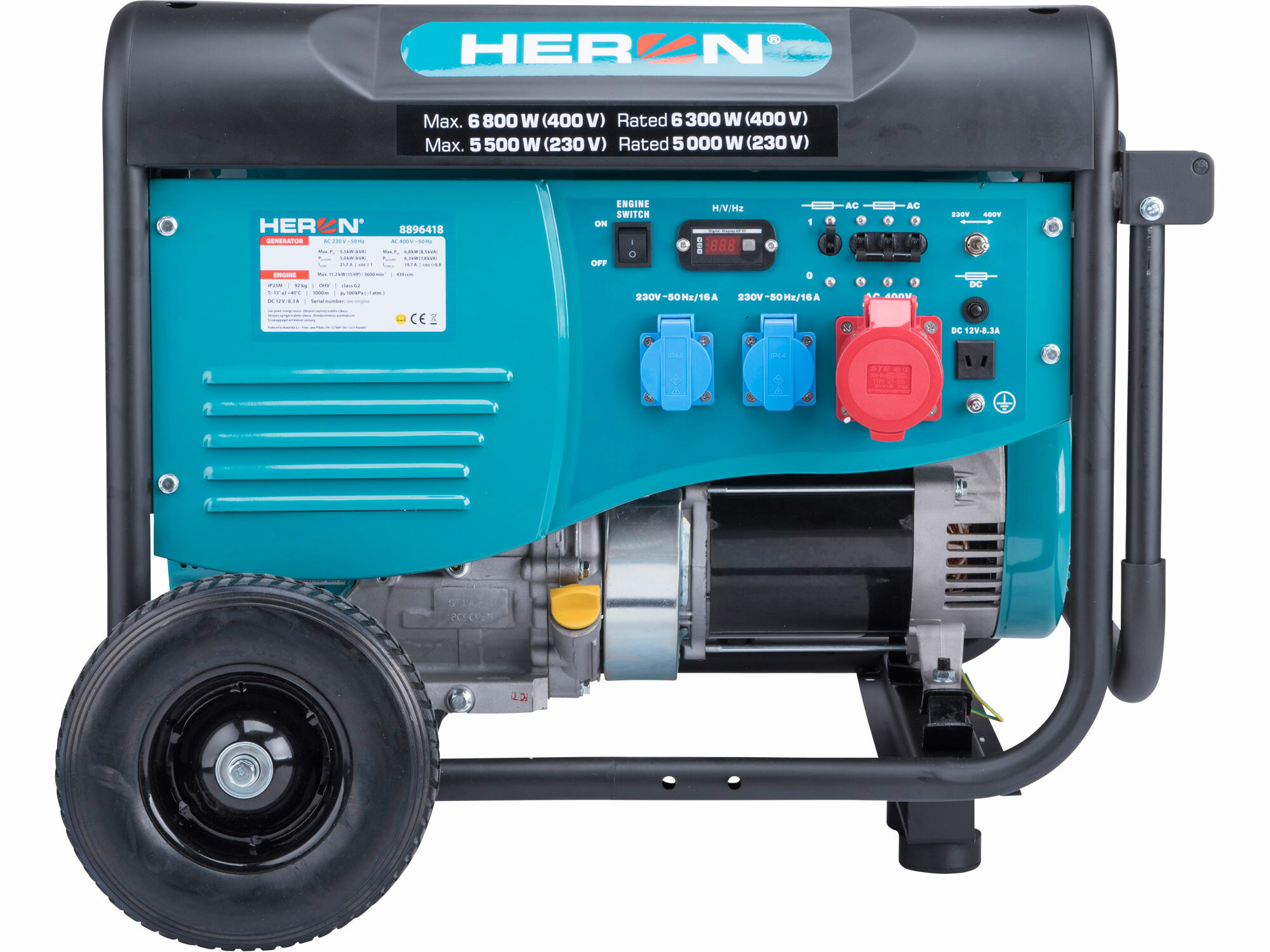 HERON 8896418 Elektrocentrála rámová benzínová 3F, 6,8/6,3kW