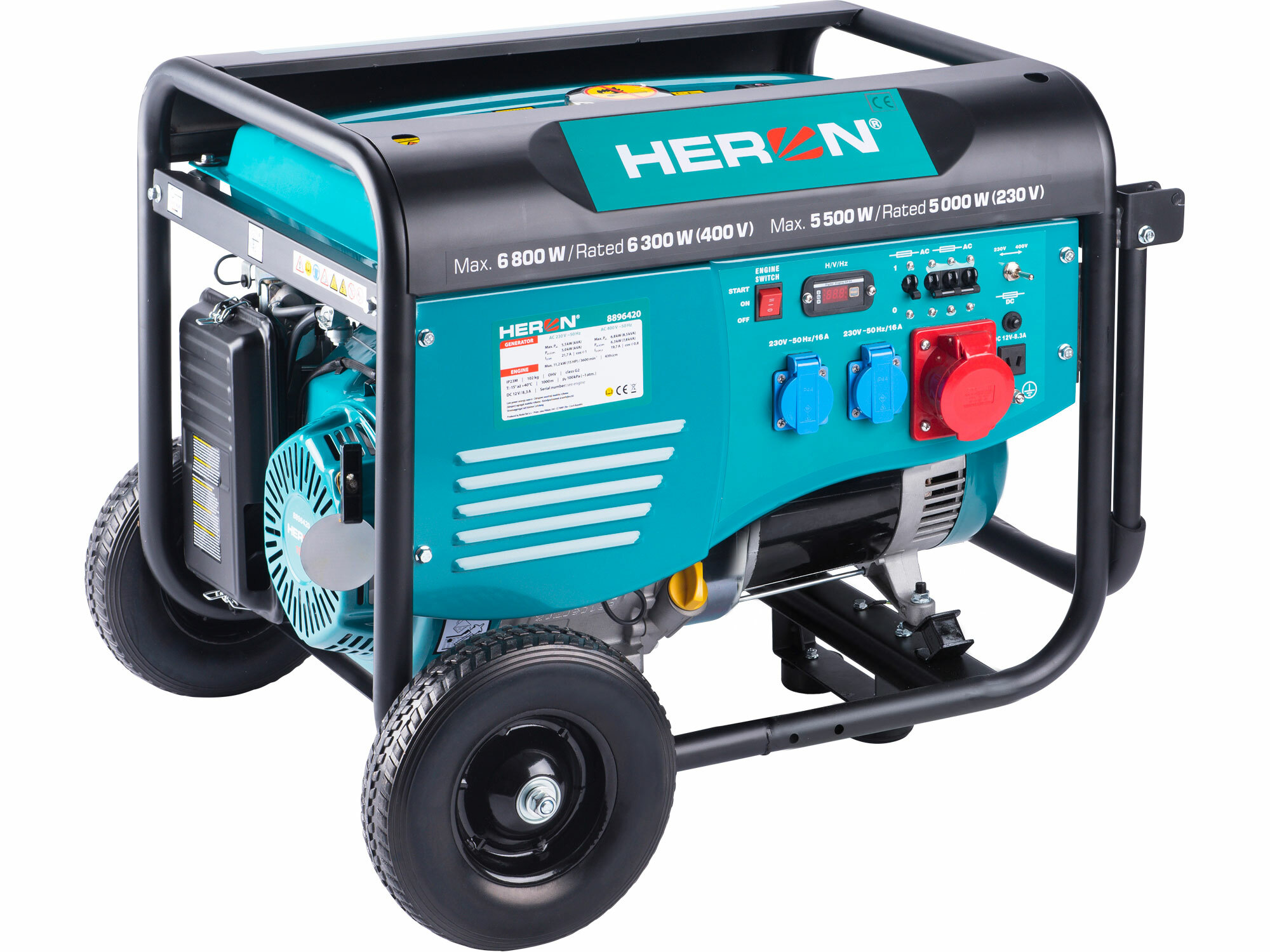 HERON 8896418 Elektrocentrála rámová benzínová 3F, 6,8/6,3kW