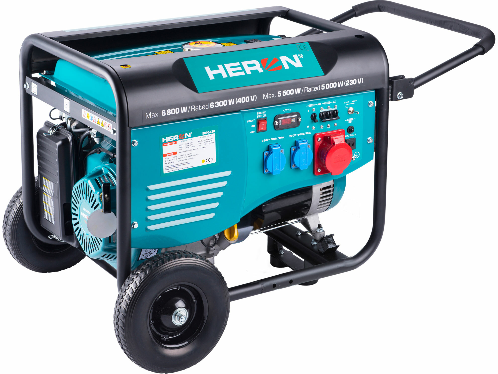 HERON 8896418 Elektrocentrála rámová benzínová 3F, 6,8/6,3kW