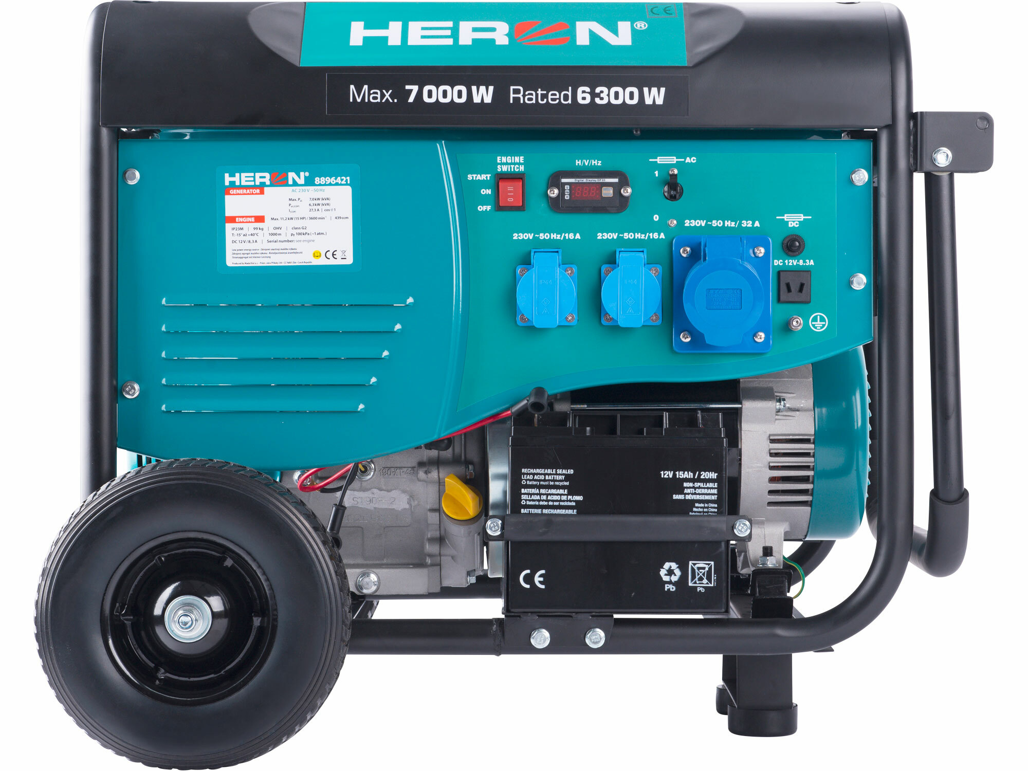 HERON 8896421 Benzínová elektrocentrála 7,0 kW, 230 V, elektrický štart, AVR