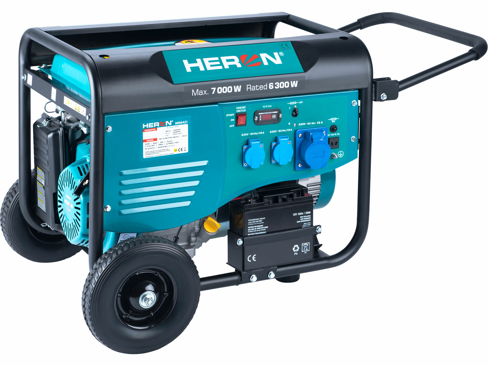 HERON 8896421 Benzínová elektrocentrála 7,0 kW, 230 V, elektrický štart, AVR
