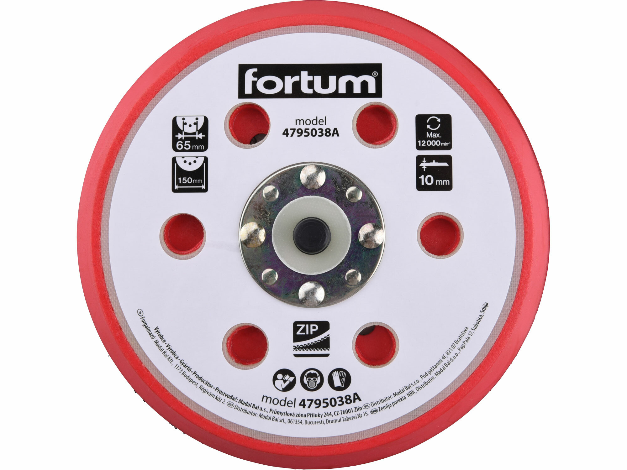 FORTUM 4795038A Brúsna základňa 150mm, suchý zips, 6 dier