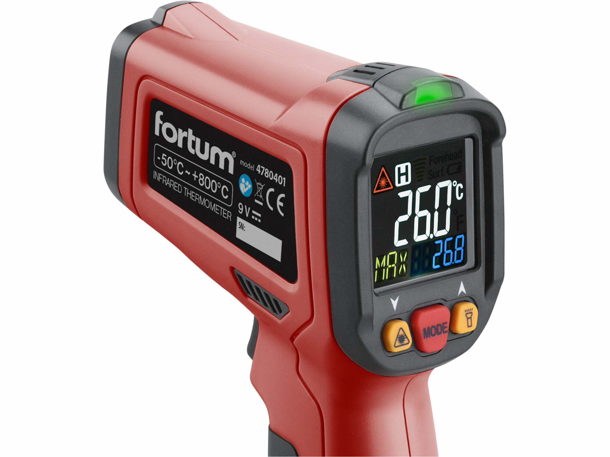 FORTUM 4780401 Merač teploty bezkontaktný, rozsah -50°C až 800°C