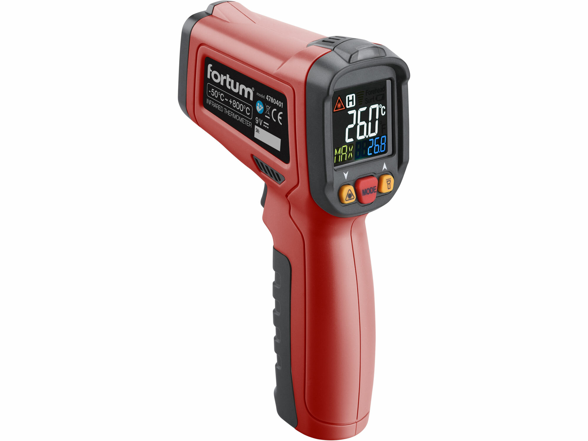 FORTUM 4780401 Merač teploty bezkontaktný, rozsah -50°C až 800°C