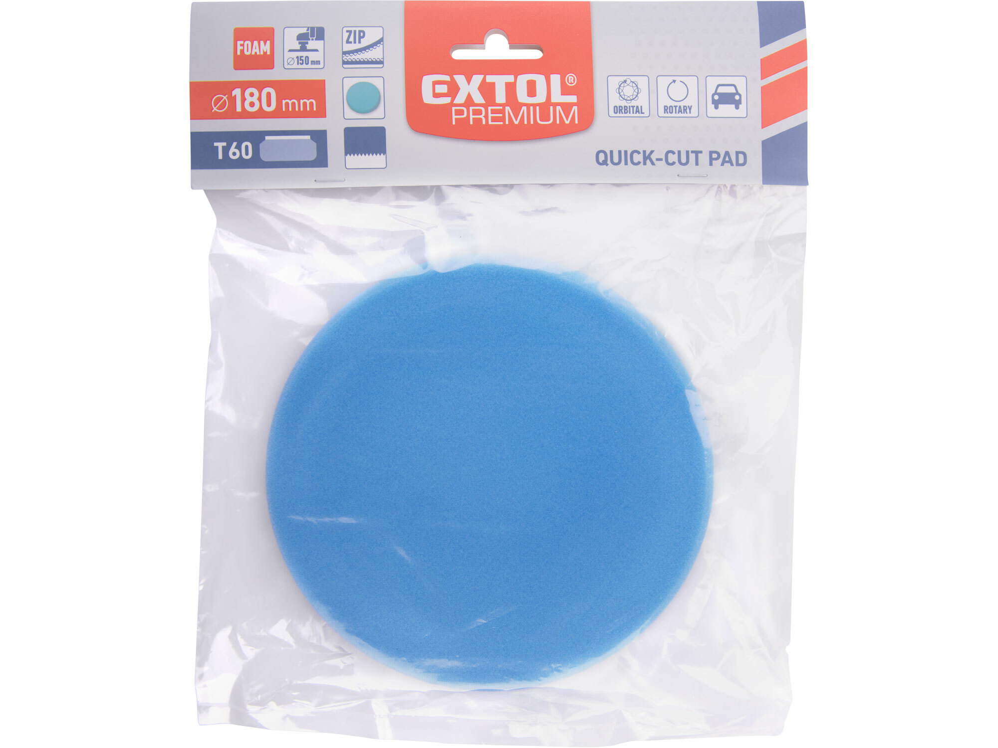 EXTOL PREMIUM 8804506 Kotúč leštiaci penový so suchým zipsom, T60, Ø180mm