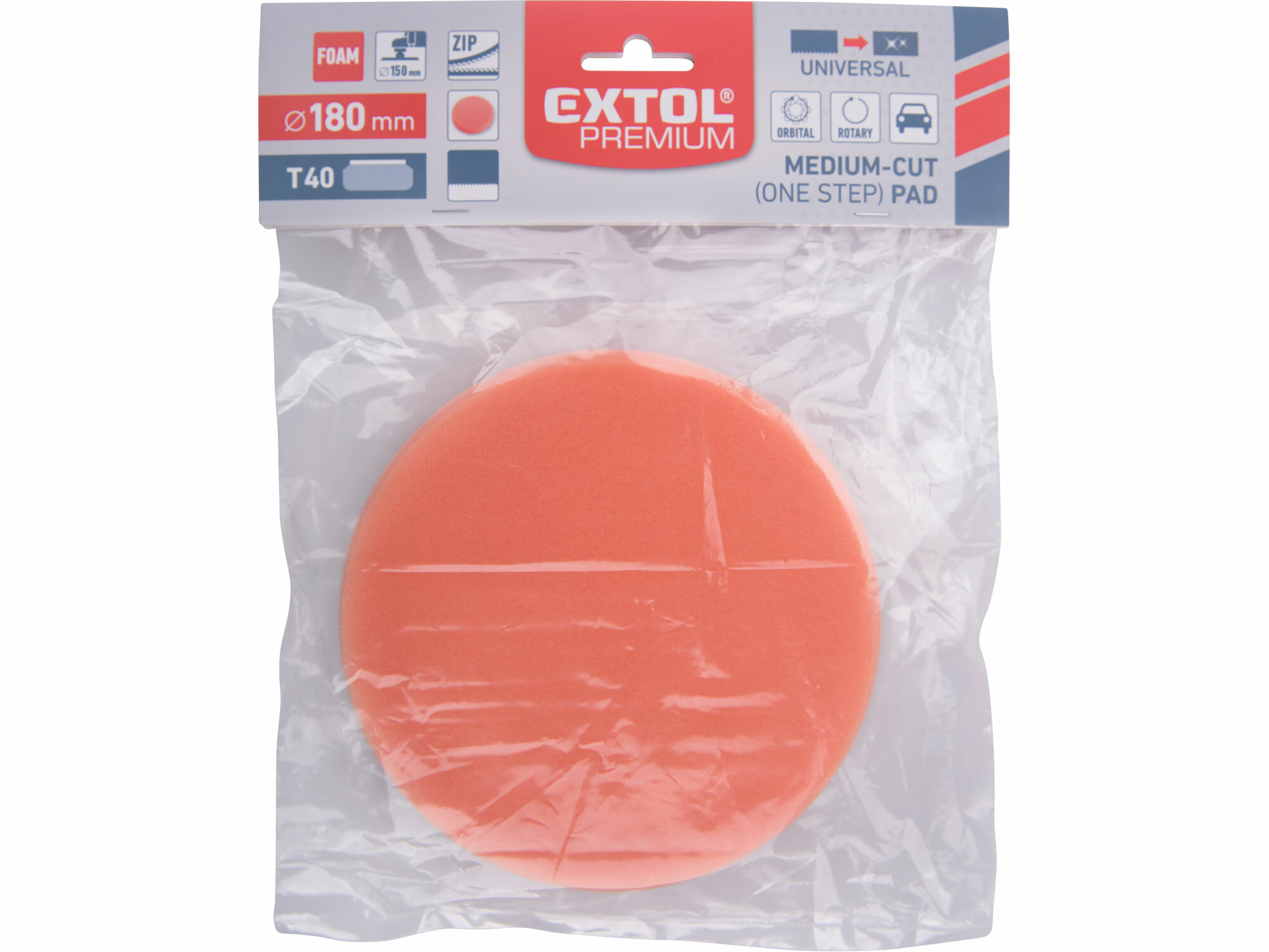 EXTOL PREMIUM 8804504 Kotúč leštiaci penový so suchým zipsom, T40, Ø180mm