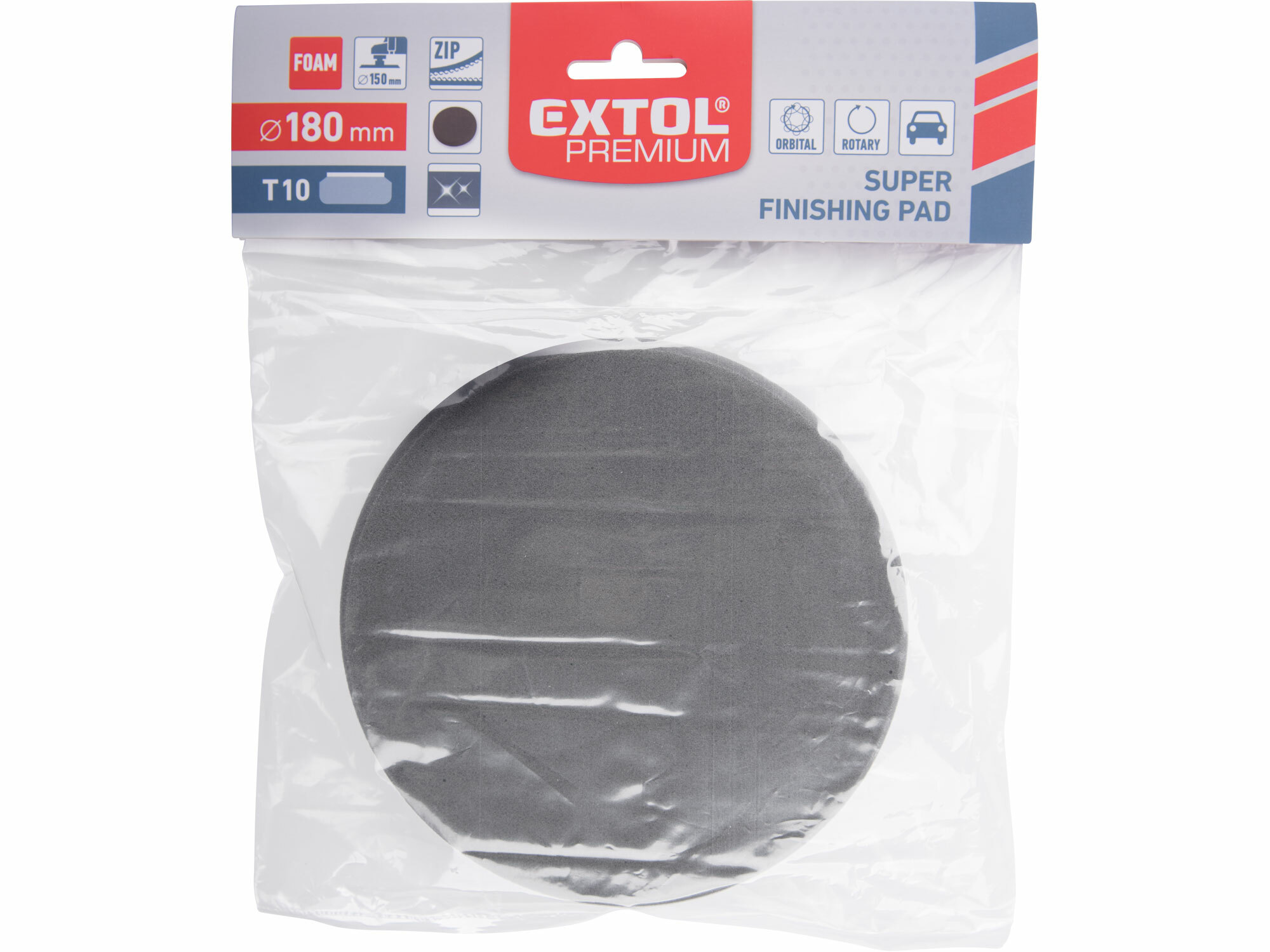 EXTOL PREMIUM 8804501 Kotúč leštiaci penový so suchým zipsom, T10, Ø180mm
