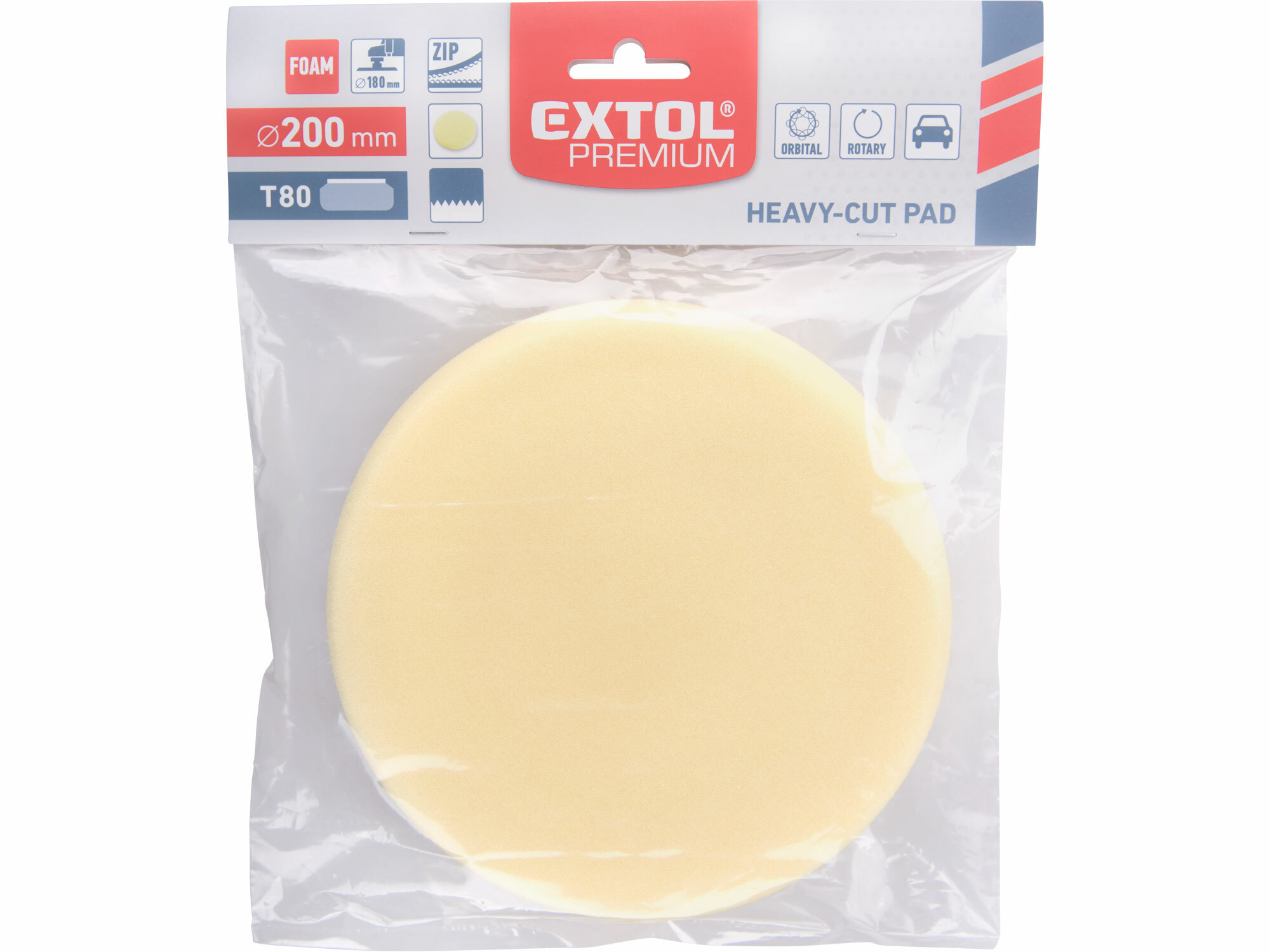 EXTOL PREMIUM 8804518 Kotúč leštiaci penový so suchým zipsom, T80, Ø200mm
