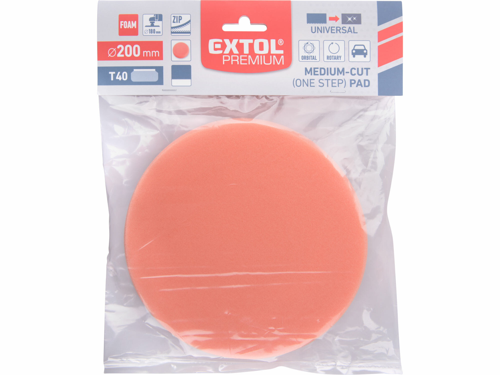 EXTOL PREMIUM 8804514 Kotúč leštiaci penový so suchým zipsom, T40, Ø200mm