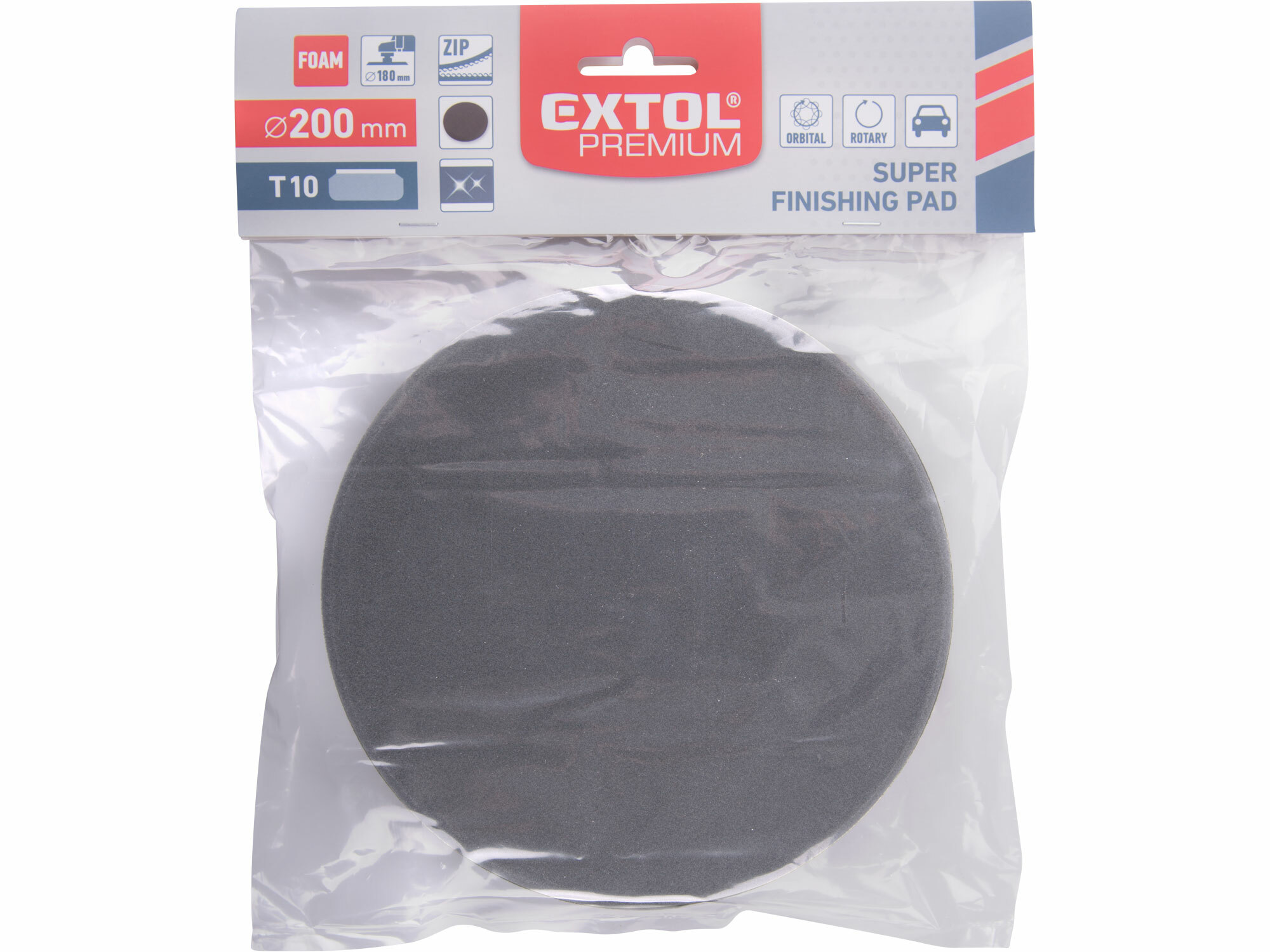 EXTOL PREMIUM 8804511 Kotúč leštiaci penový so suchým zipsom, T10, Ø200mm