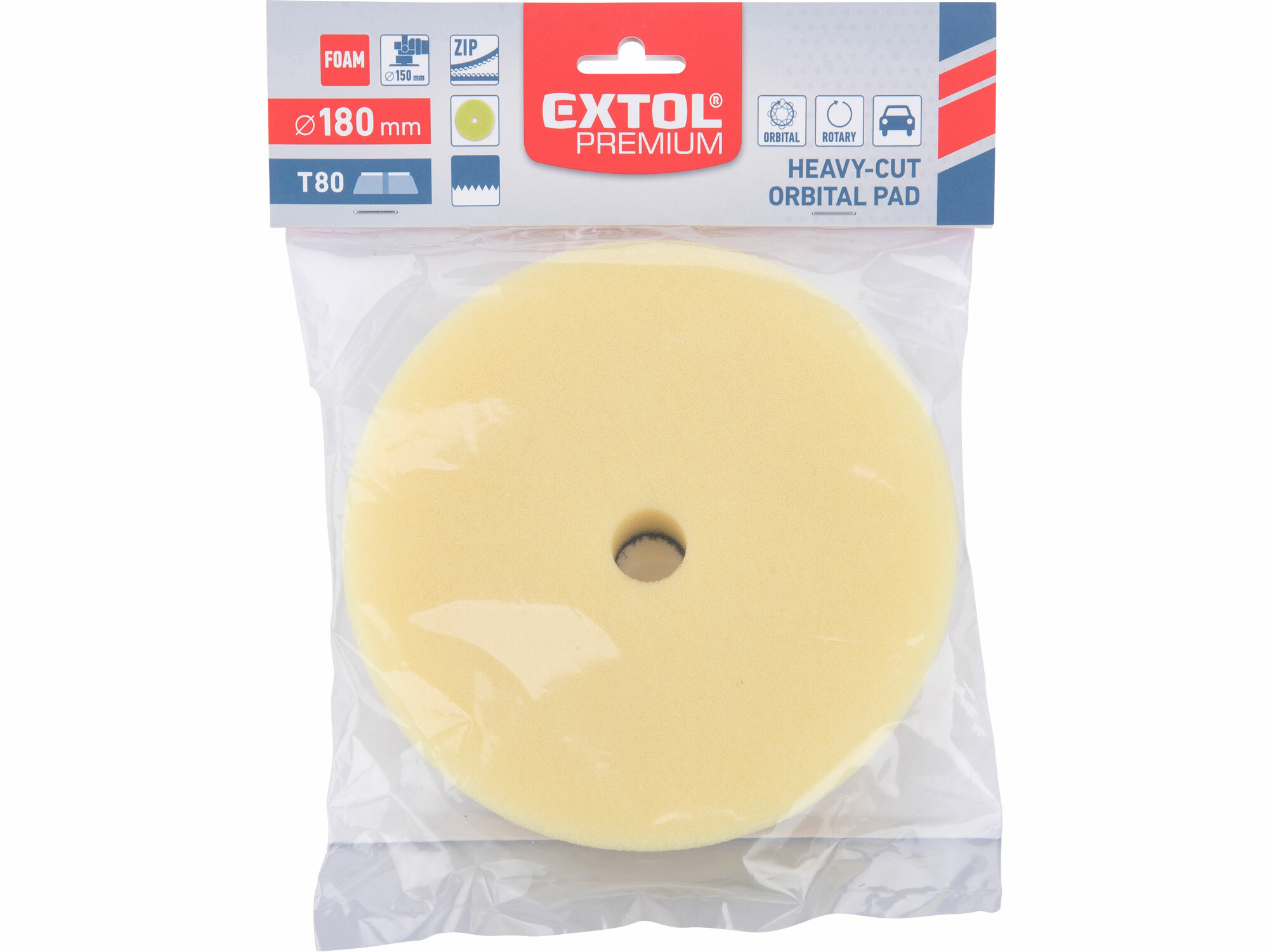EXTOL PREMIUM 8804558 Kotúč leštiaci penový pre orbitálne leštičky (DA), T80, Ø180mm